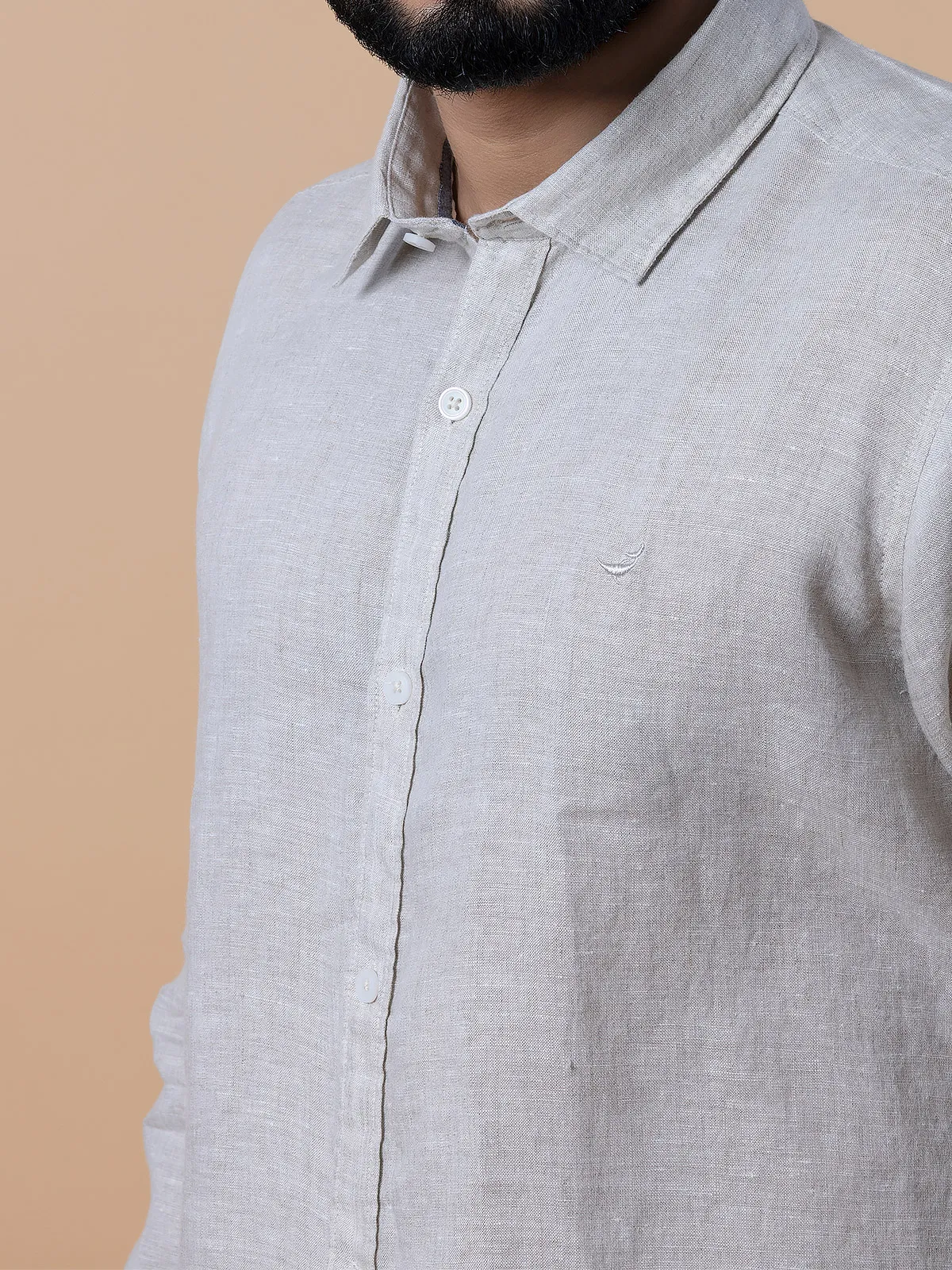 Frio beige linen plain shirt