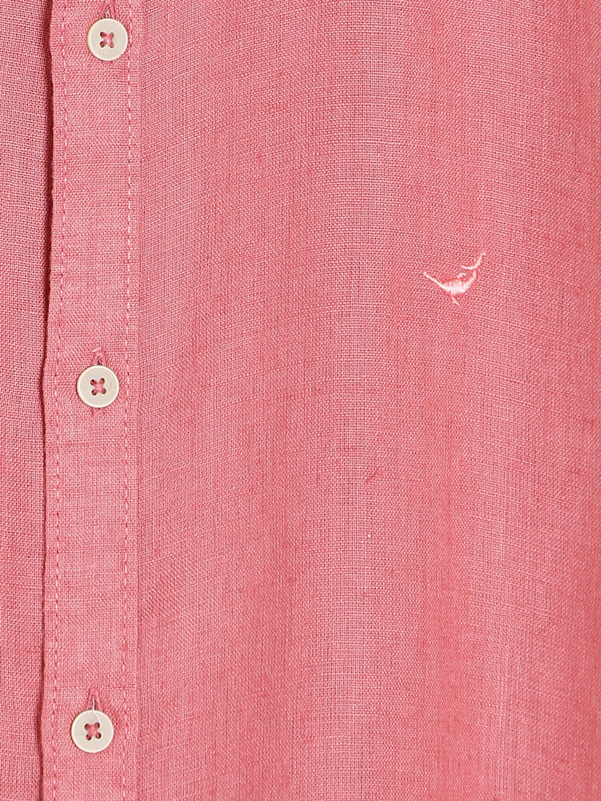 Frio coral pink plain linen shirt