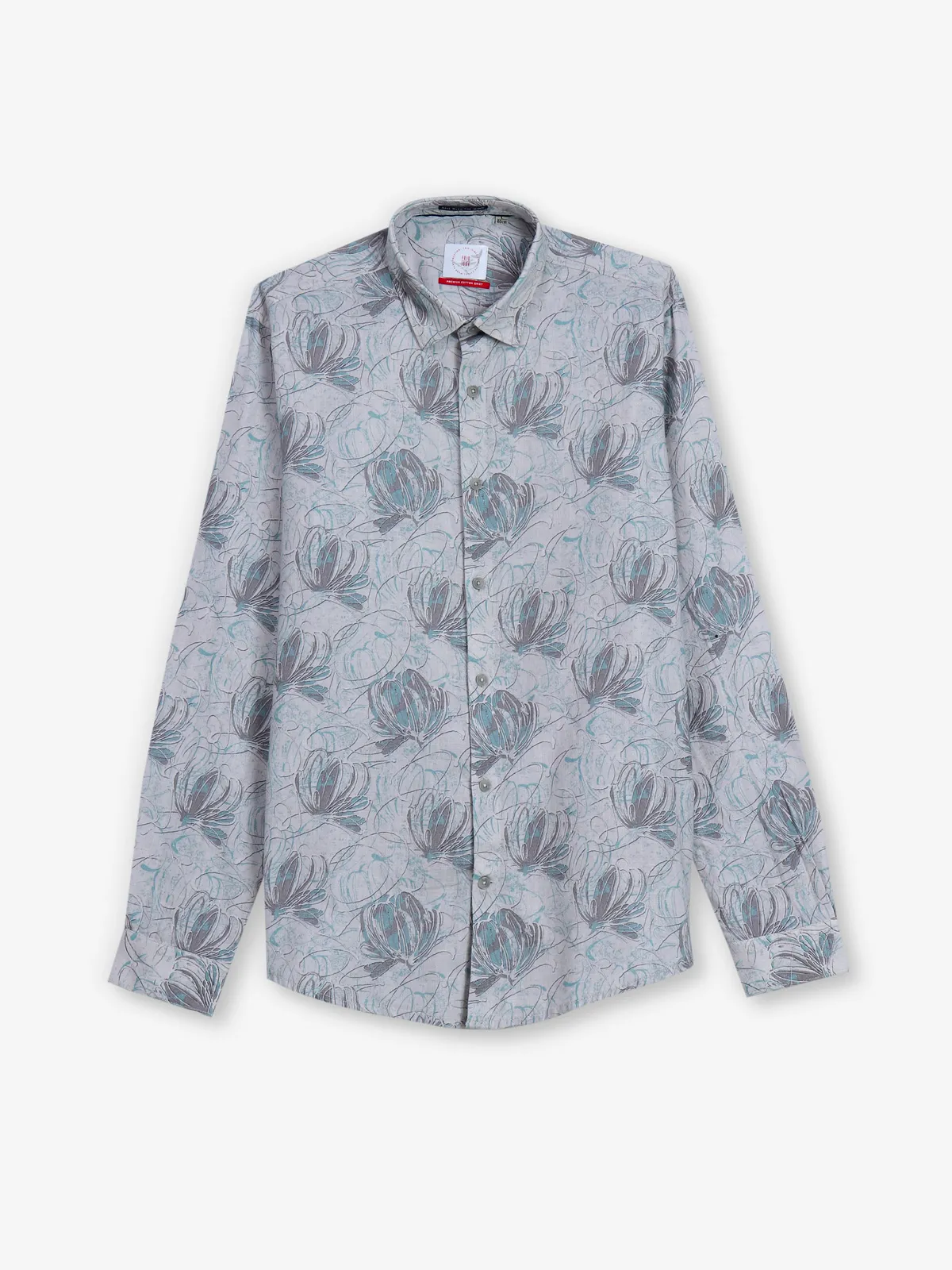 FRIO cotton printed blue shirt