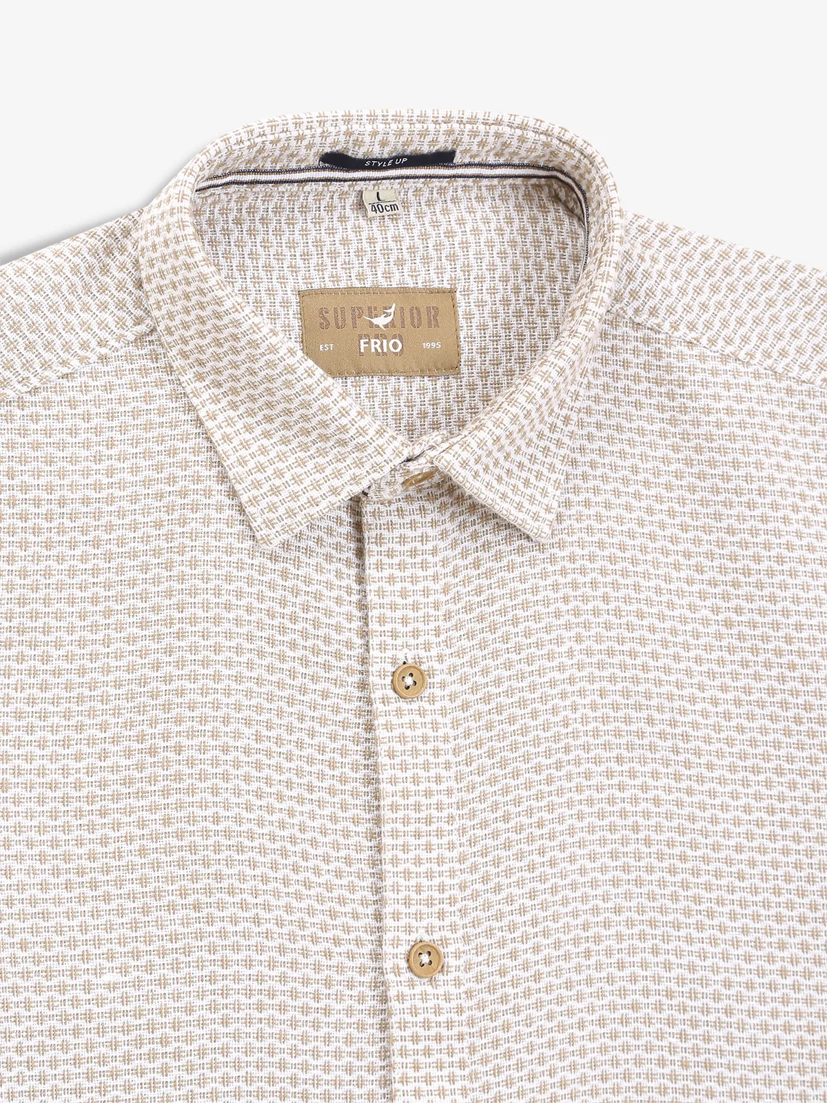 FRIO cream textured cotton shirt