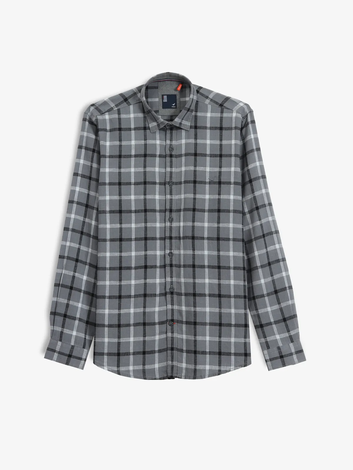FRIO dark grey checks cotton casual shirt