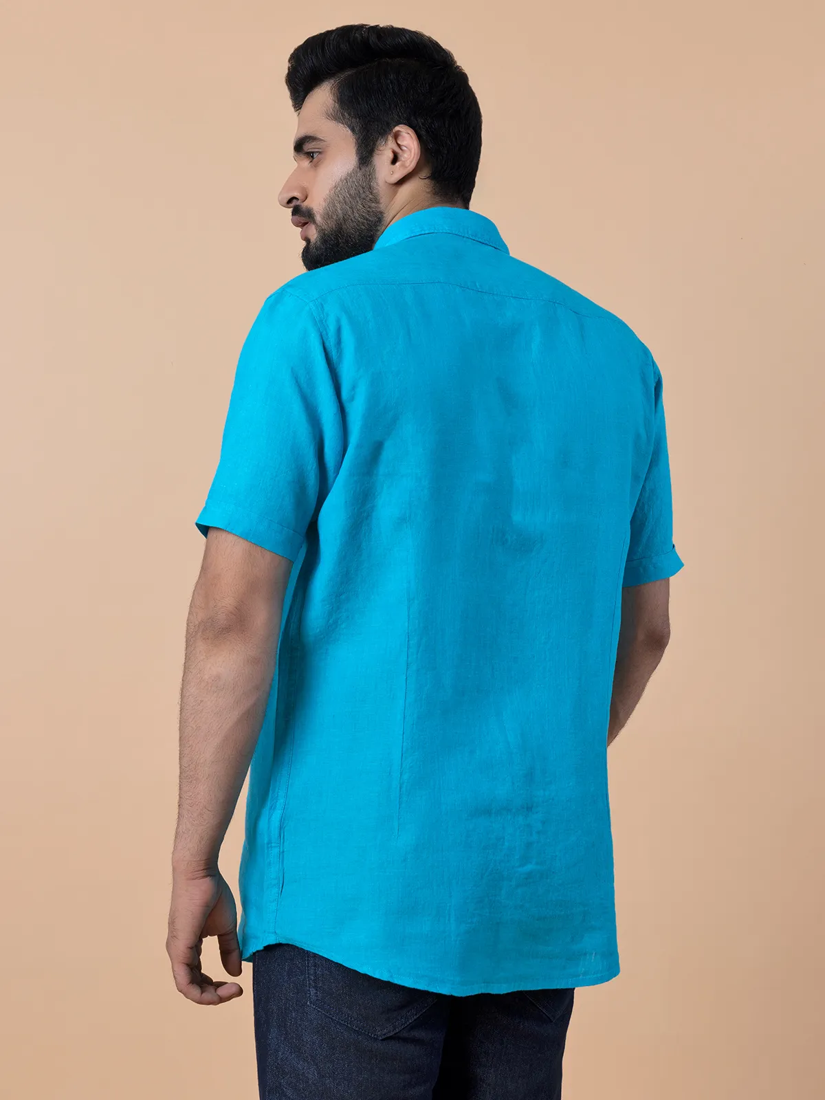 Frio linen casual aqua slim fit shirt