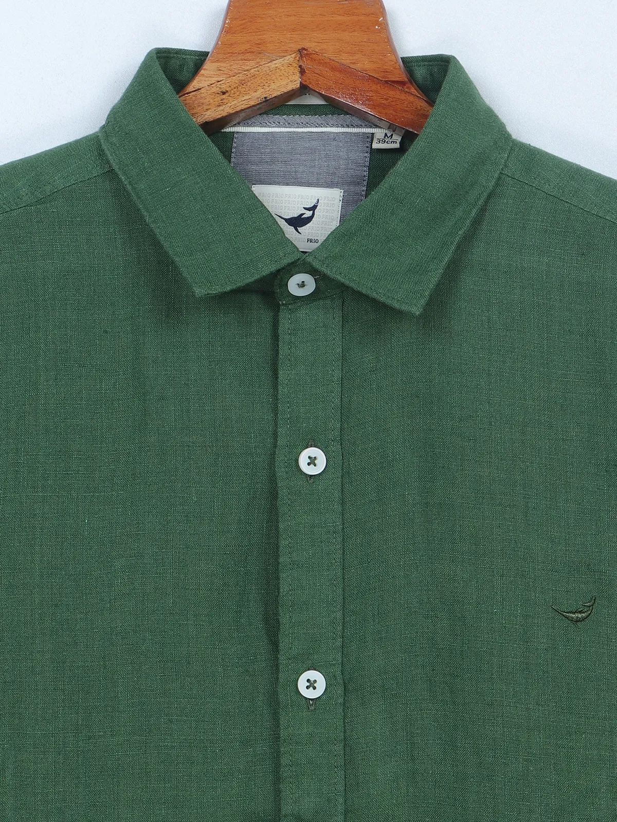 Frio linen dark green half sleeves shirt