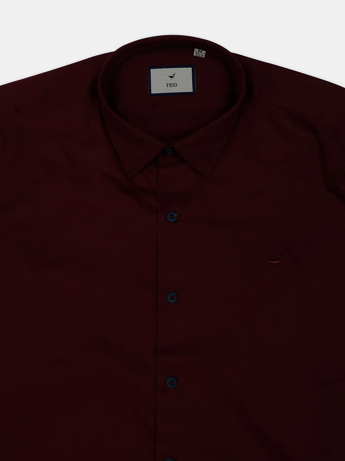 Frio maroon solid shirt in cotton