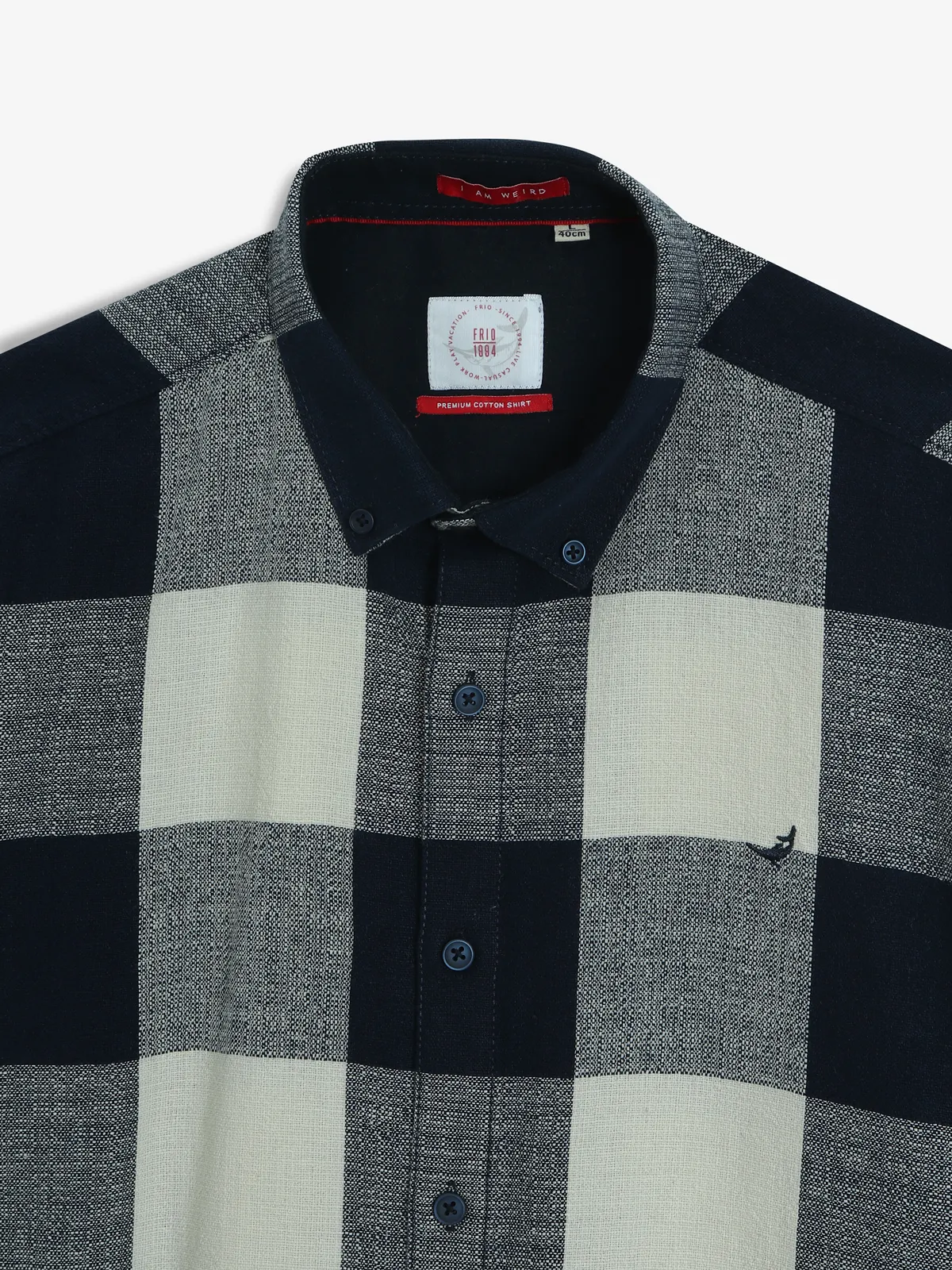 FRIO navy checks cotton shirt