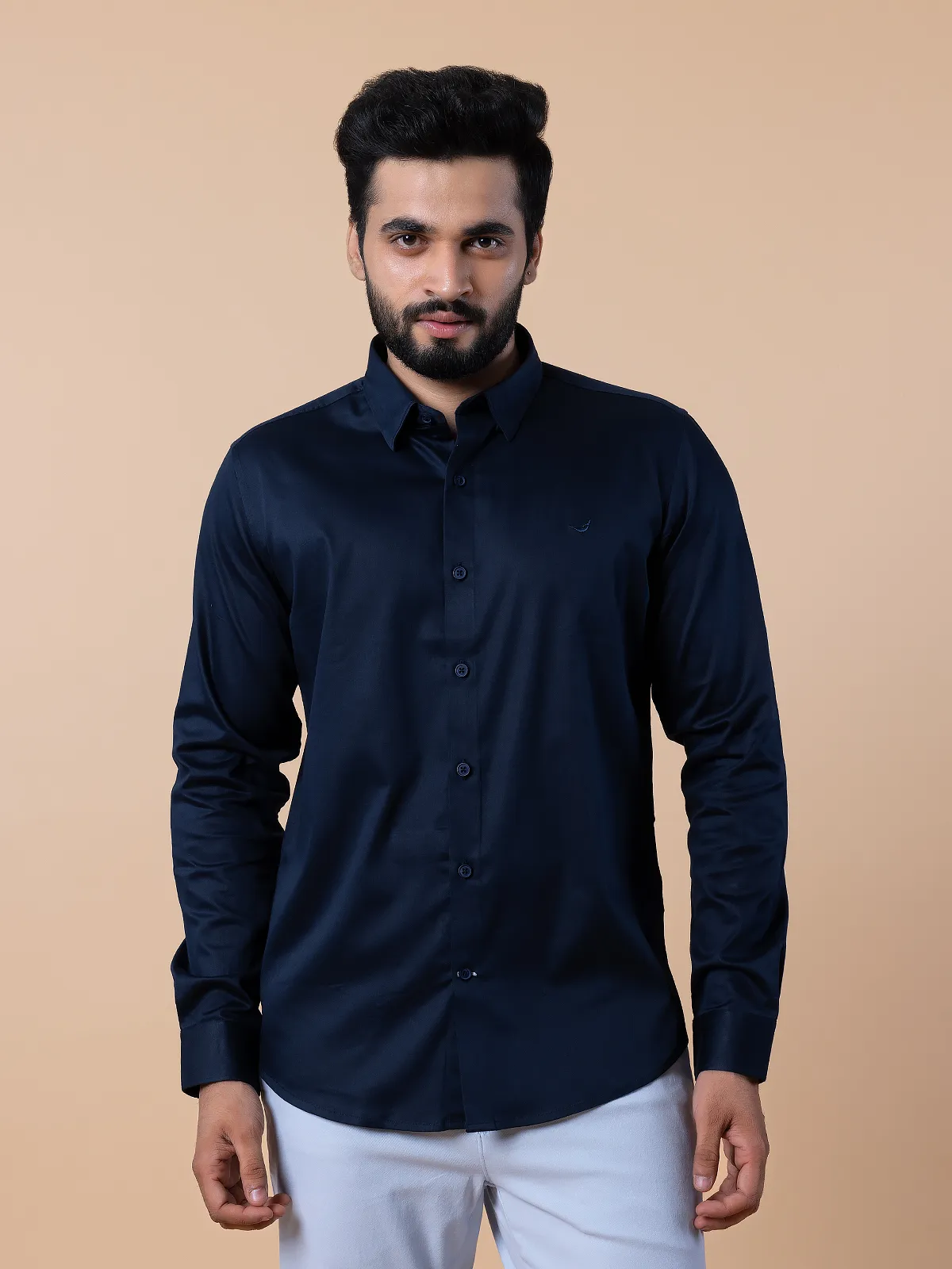 Frio navy cotton full sleeves shirt