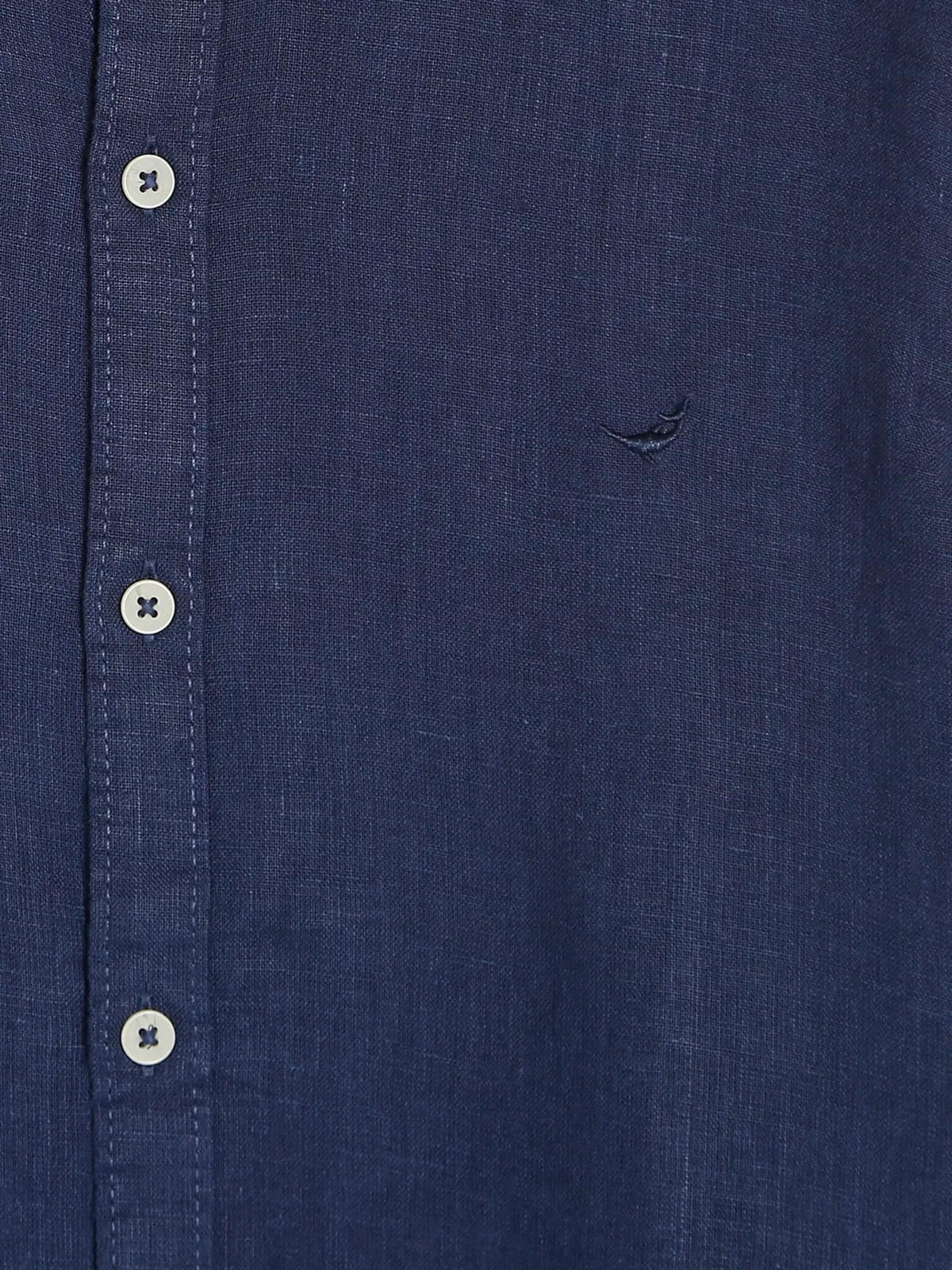 Frio navy plain linen shirt