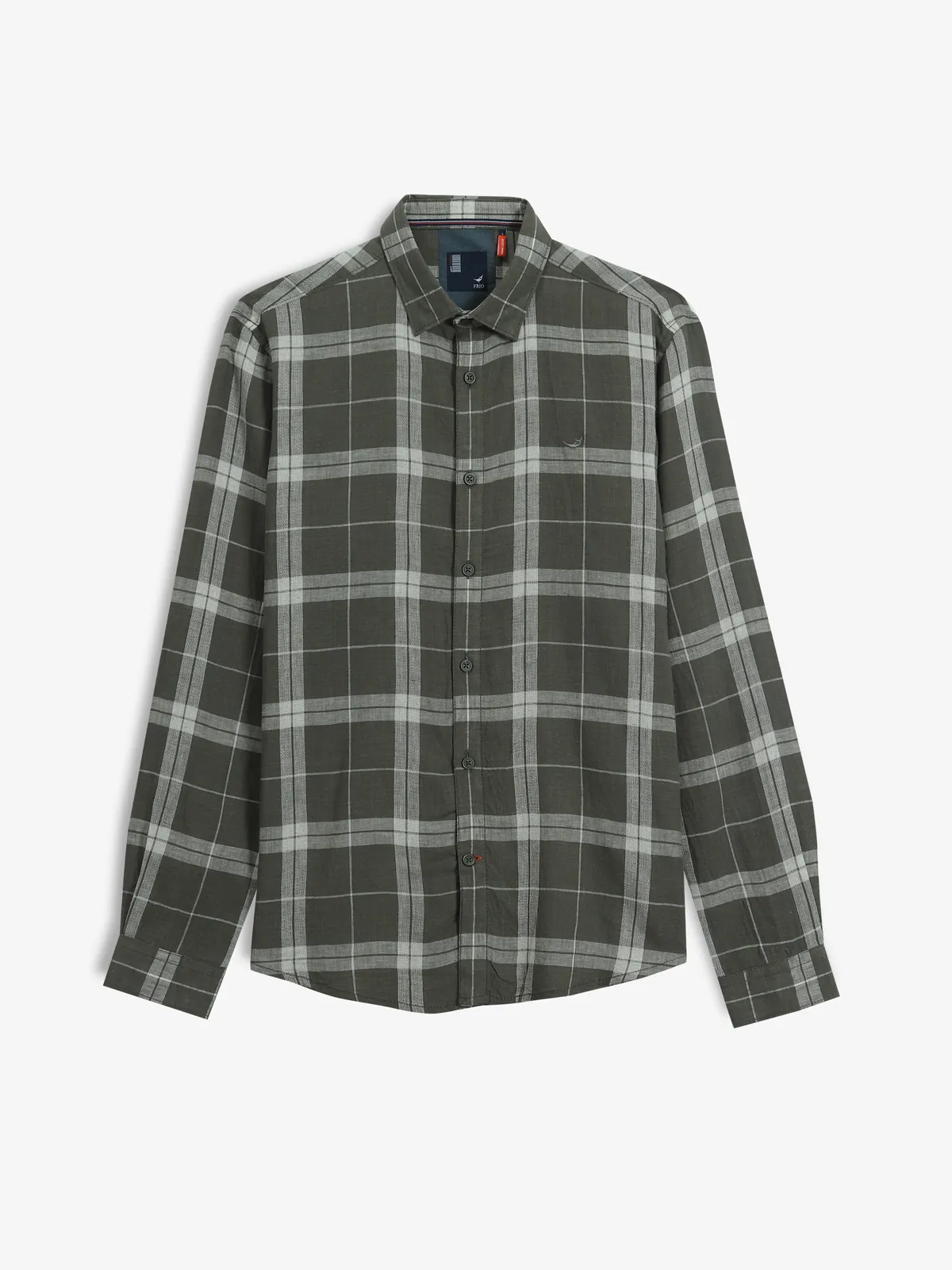 FRIO olive checks cotton shirt