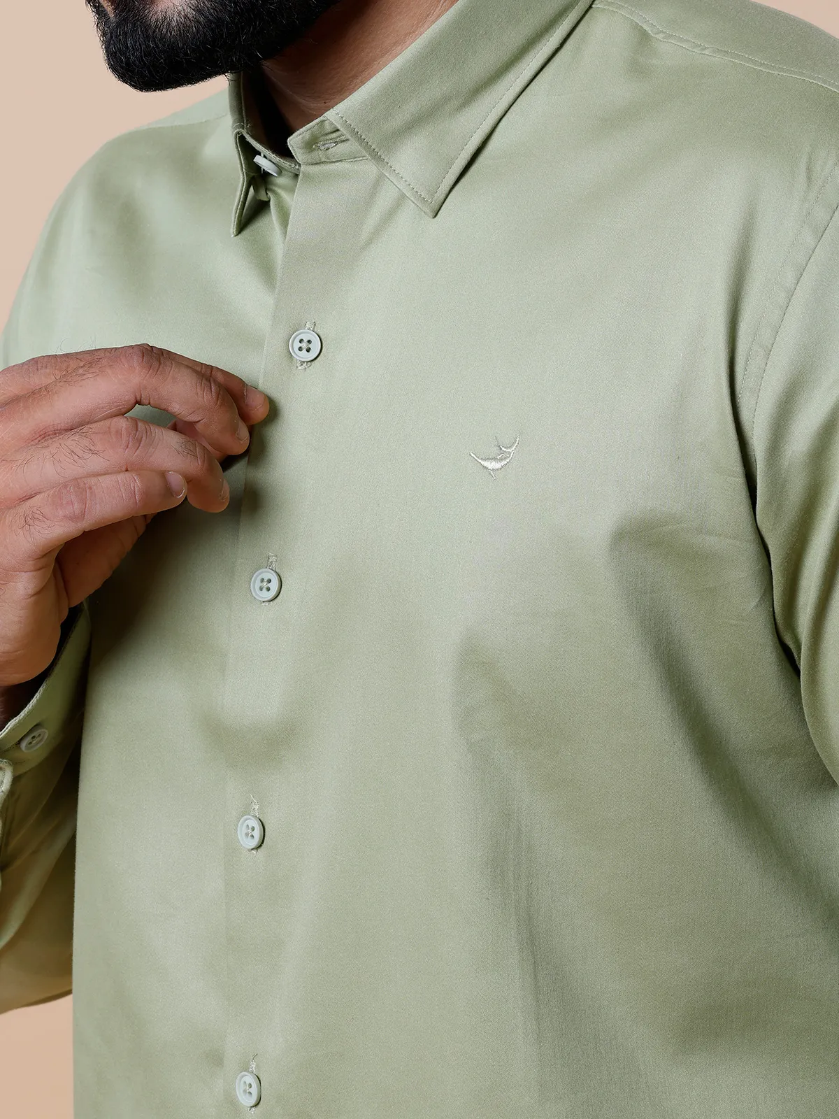Frio pista green plain cotton shirt