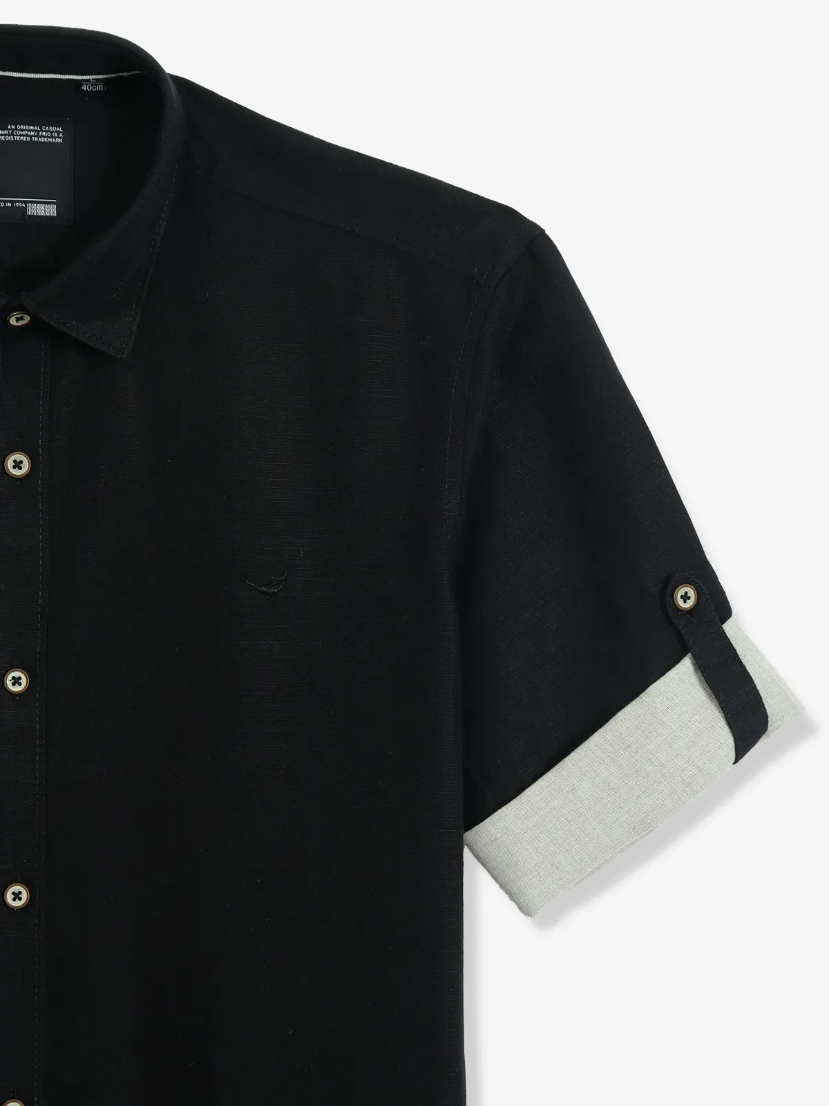 FRIO plain black cotton shirt