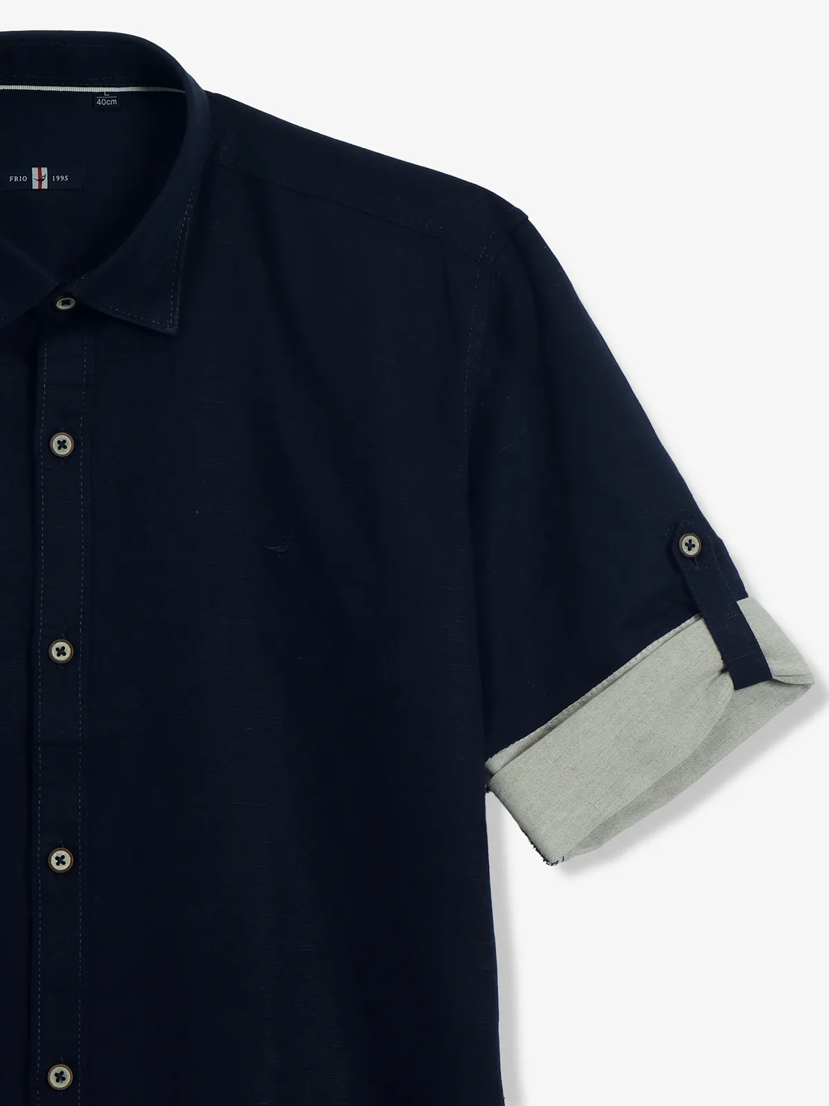 FRIO plain navy cotton shirt