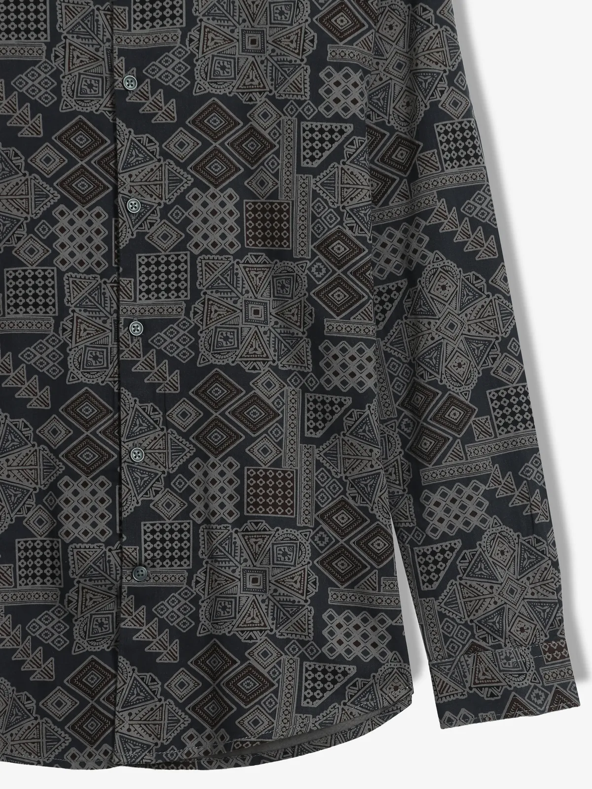 FRIO printed dark grey cotton shirt