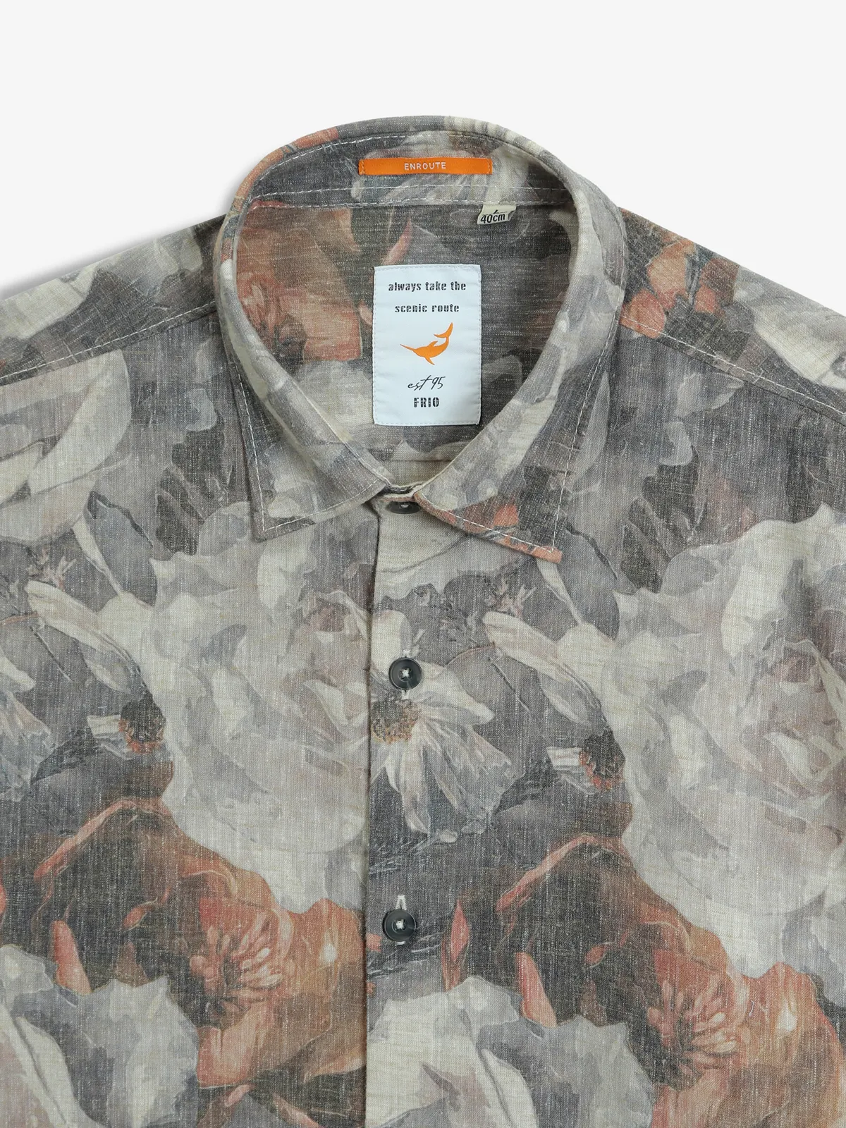 FRIO printed grey cotton casual shirt