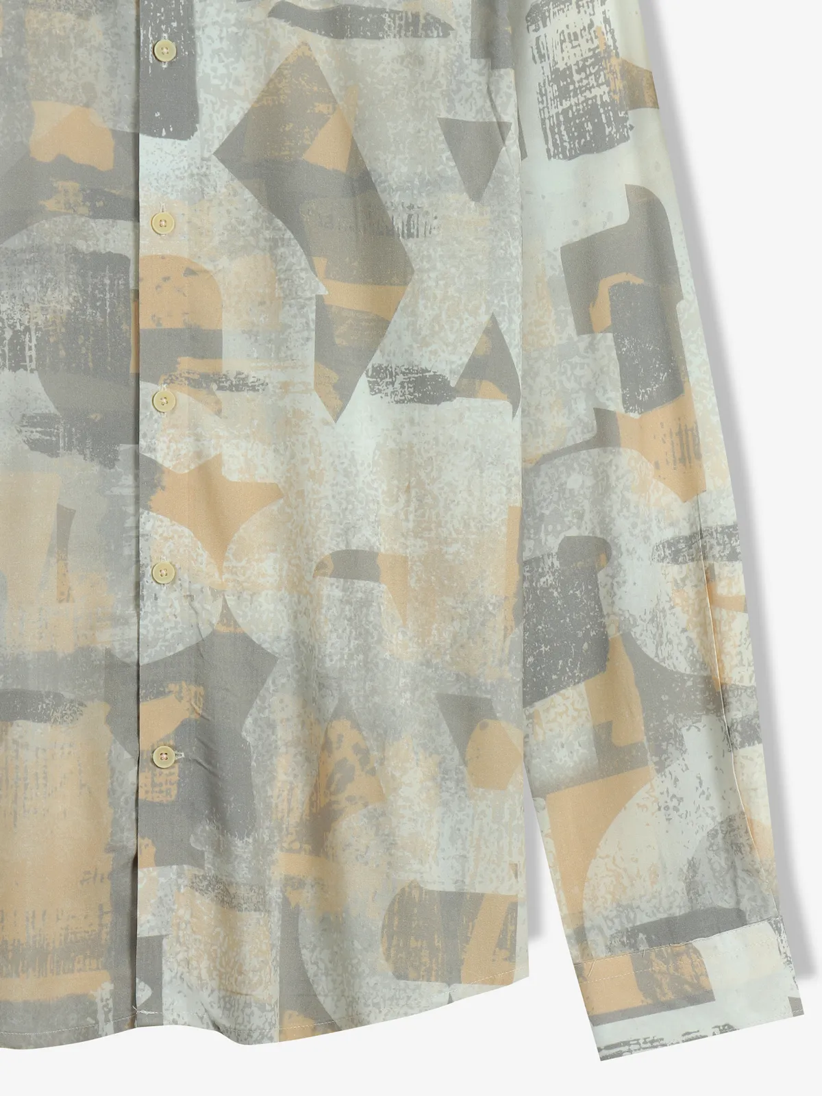 FRIO printed peach and grey cotton shirt