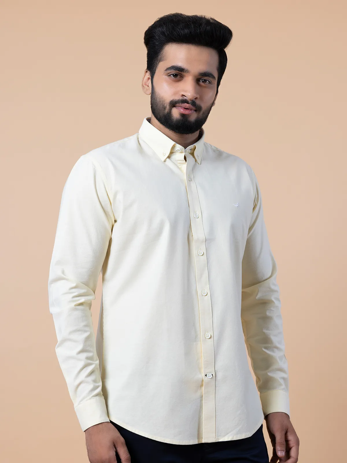 Frio solid style cotton casual shirt in yellow