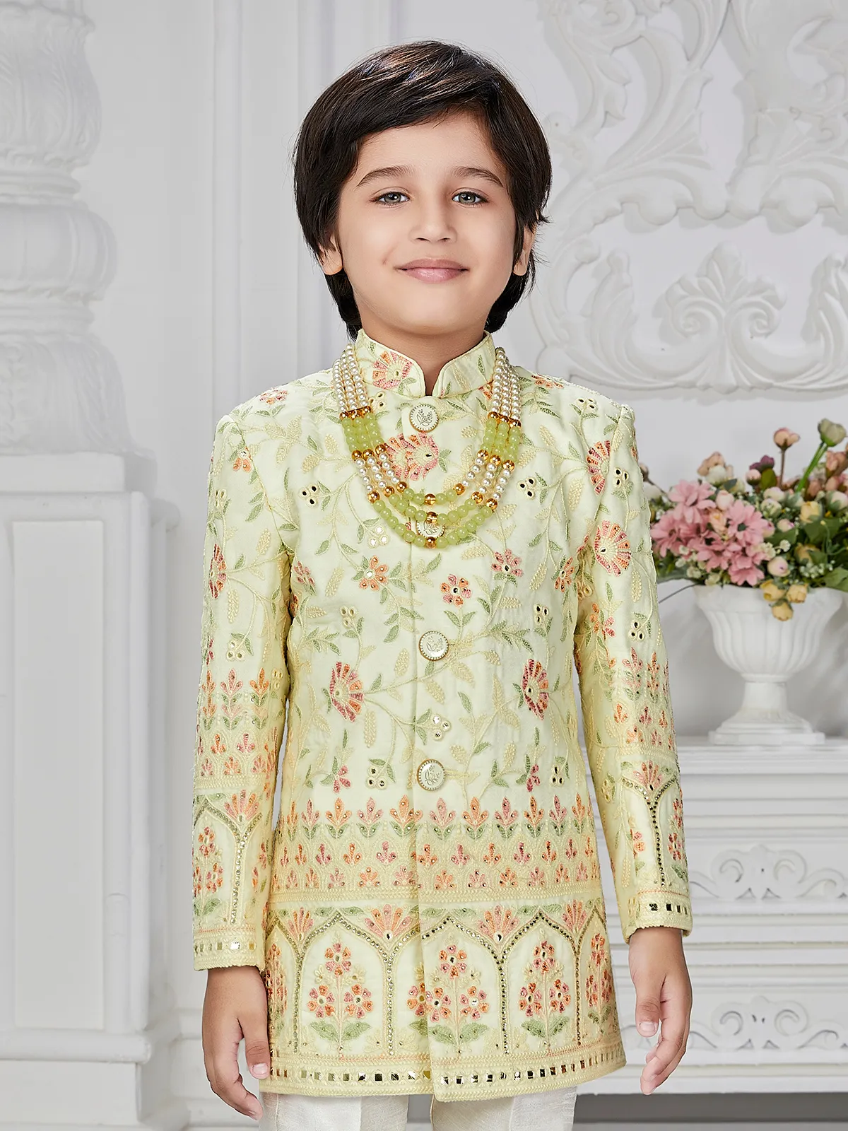 Georgette light green indowestern