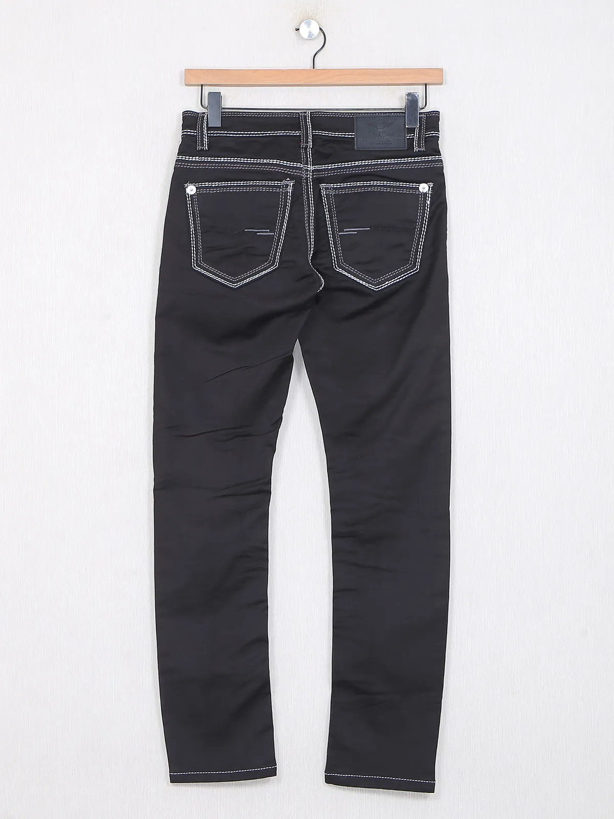 Gesture solid black cotton casual wear jeans