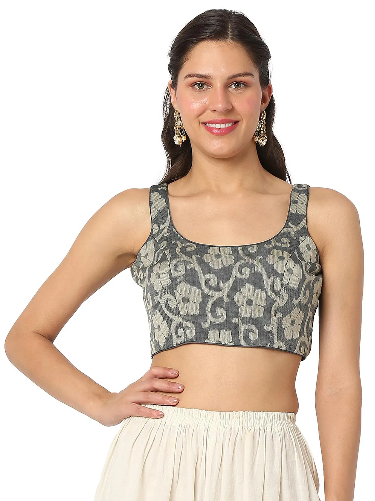 Gey cotton sleeveless blouse