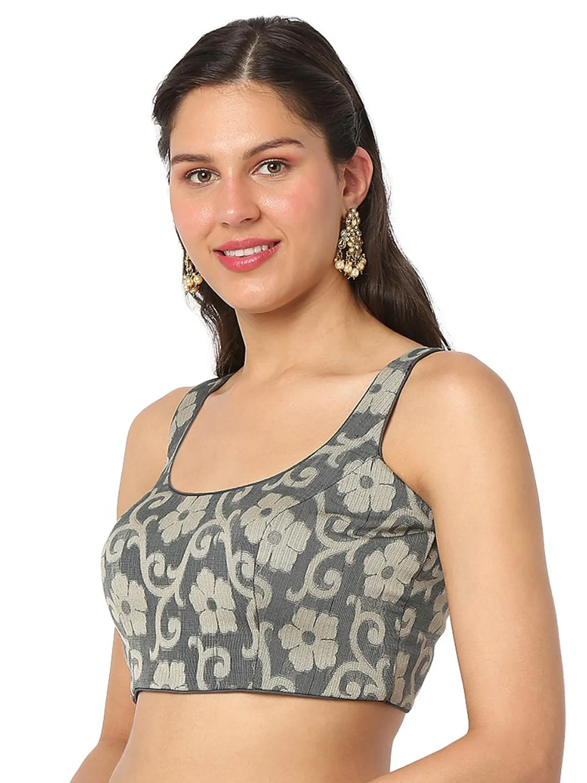 Gey cotton sleeveless blouse