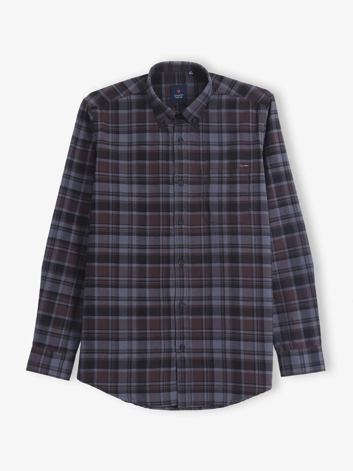 GIANTI brown cotton checks shirt