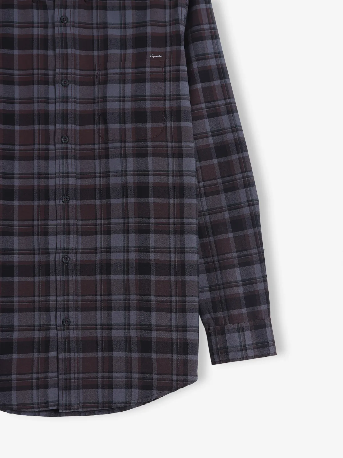GIANTI brown cotton checks shirt