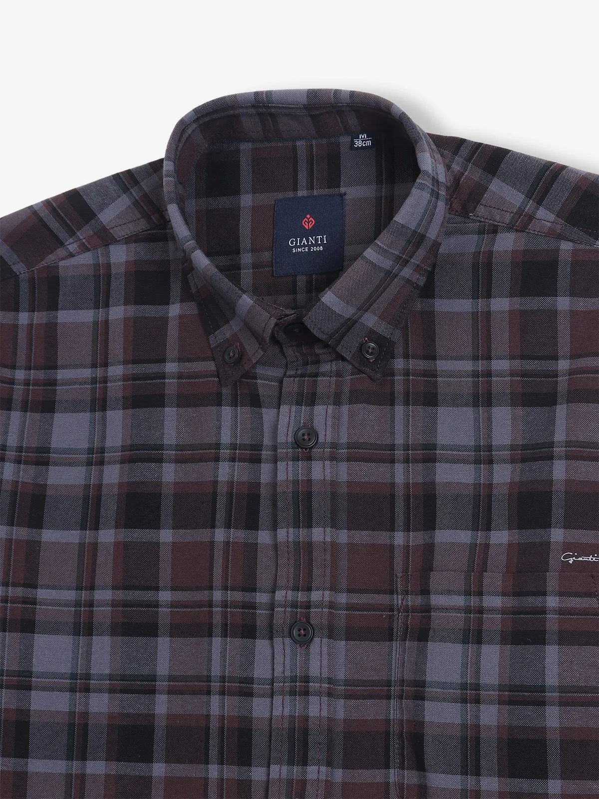GIANTI brown cotton checks shirt