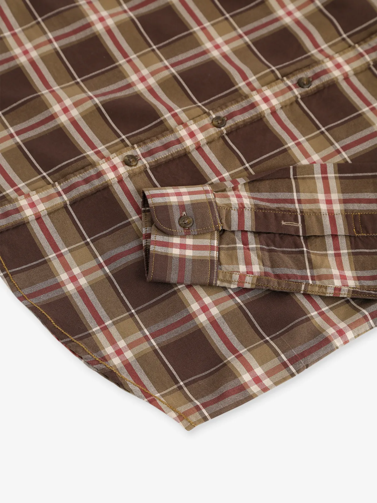 Gianti cotton brown checks shirt