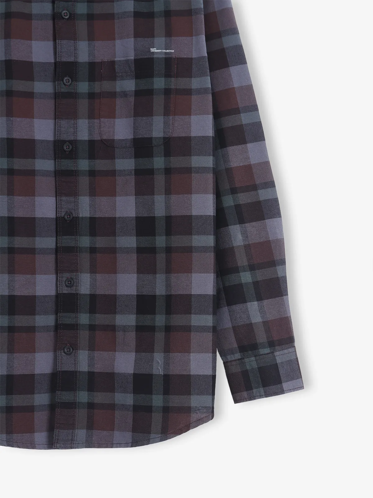 GIANTI cotton checks brown shirt