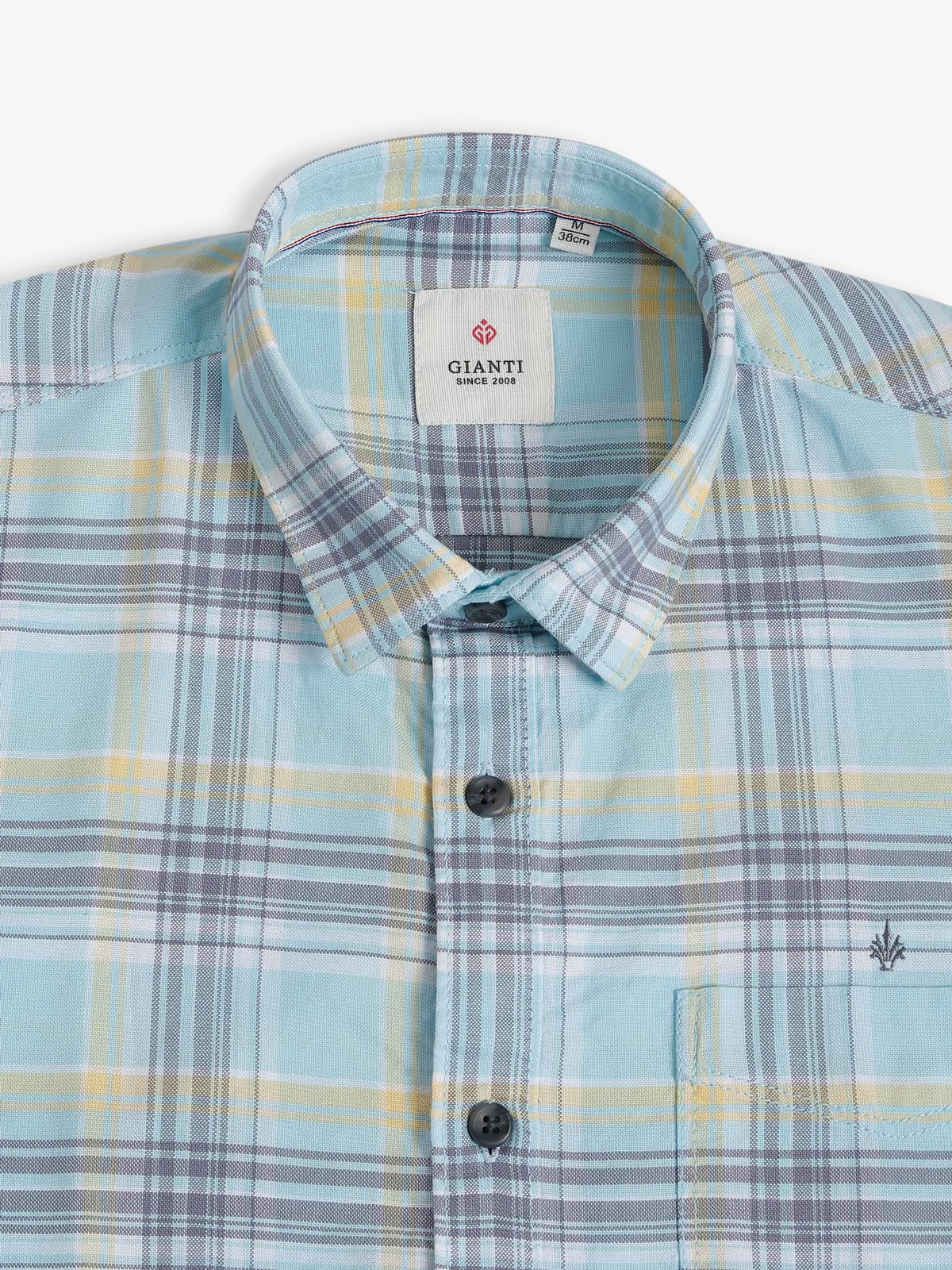 Gianti cotton sky blue checks shirt