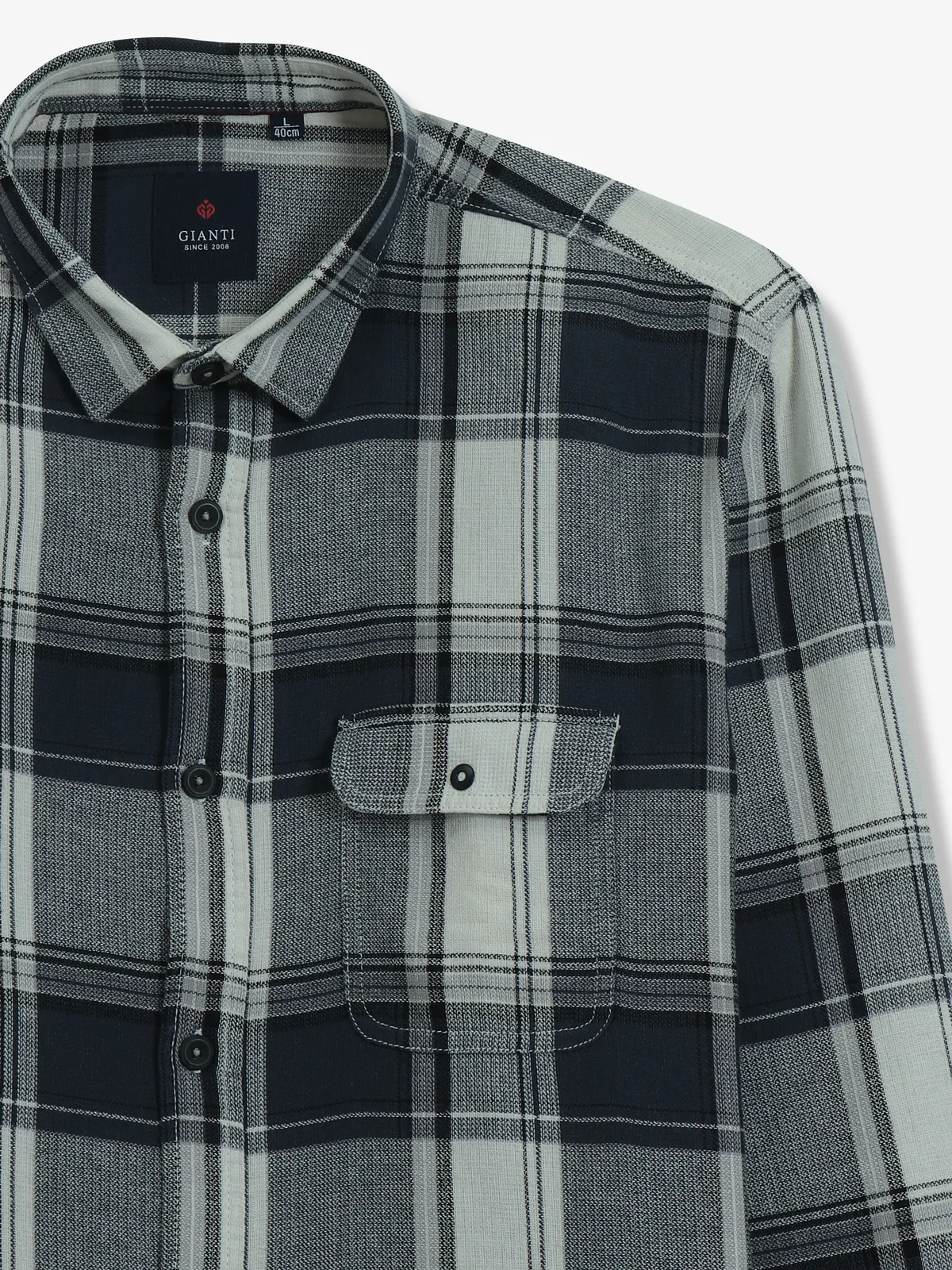 GIANTI dark blue checks cotton shirt