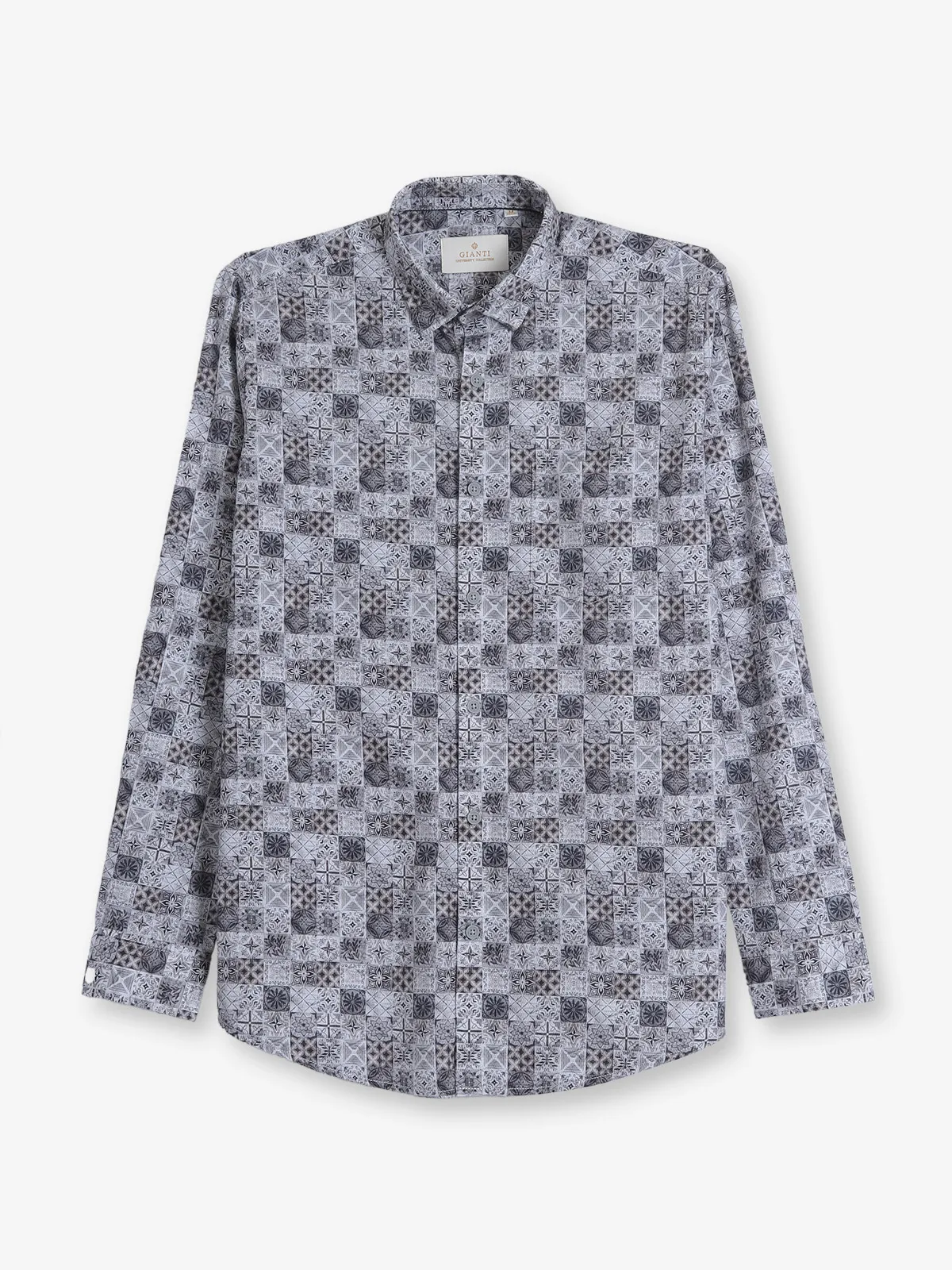 GIANTI grey cotton printed shirt