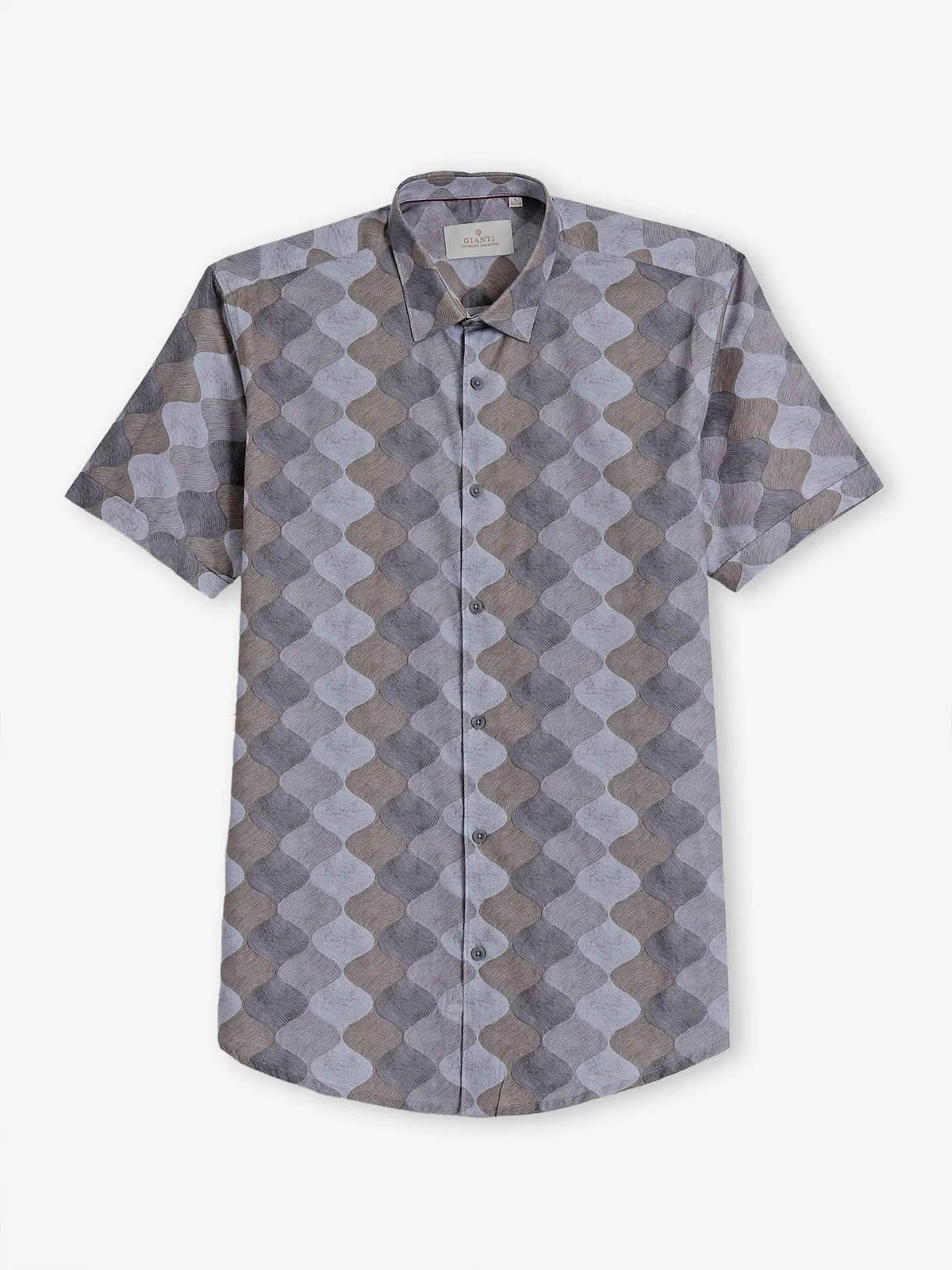 GIANTI khaki cotton printed shirt