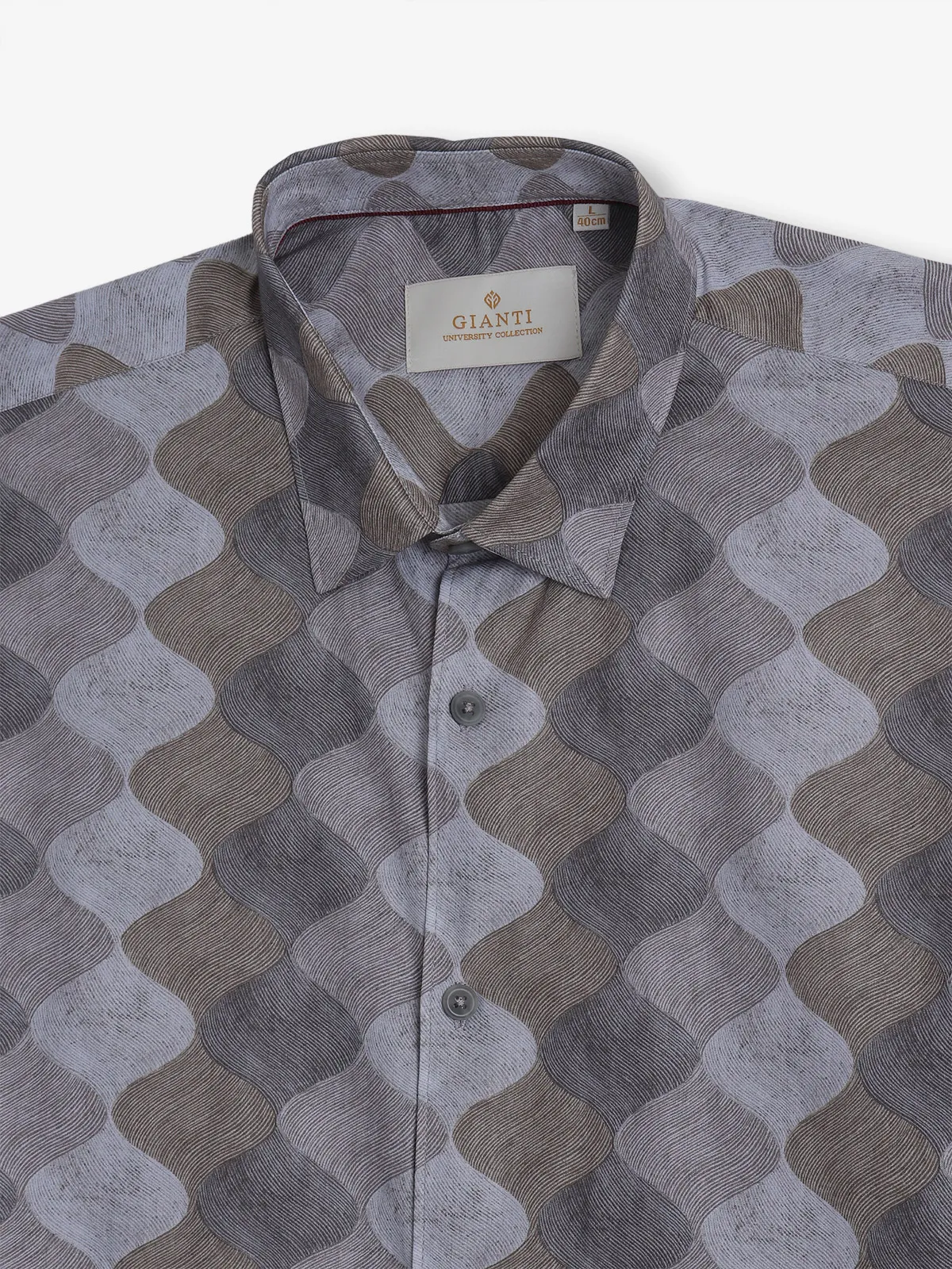 GIANTI khaki cotton printed shirt