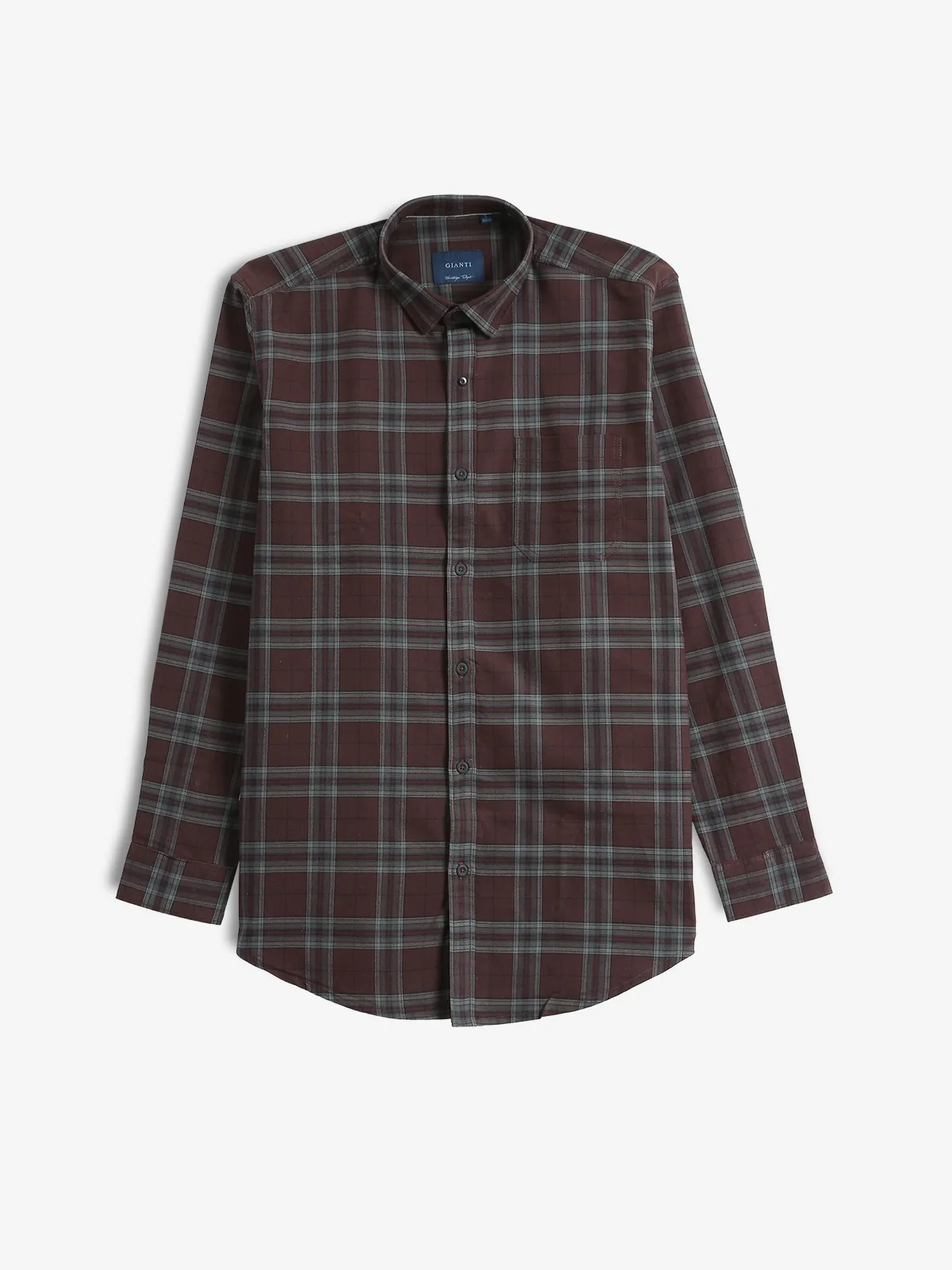 GIANTI maroon checks cotton casual shirt