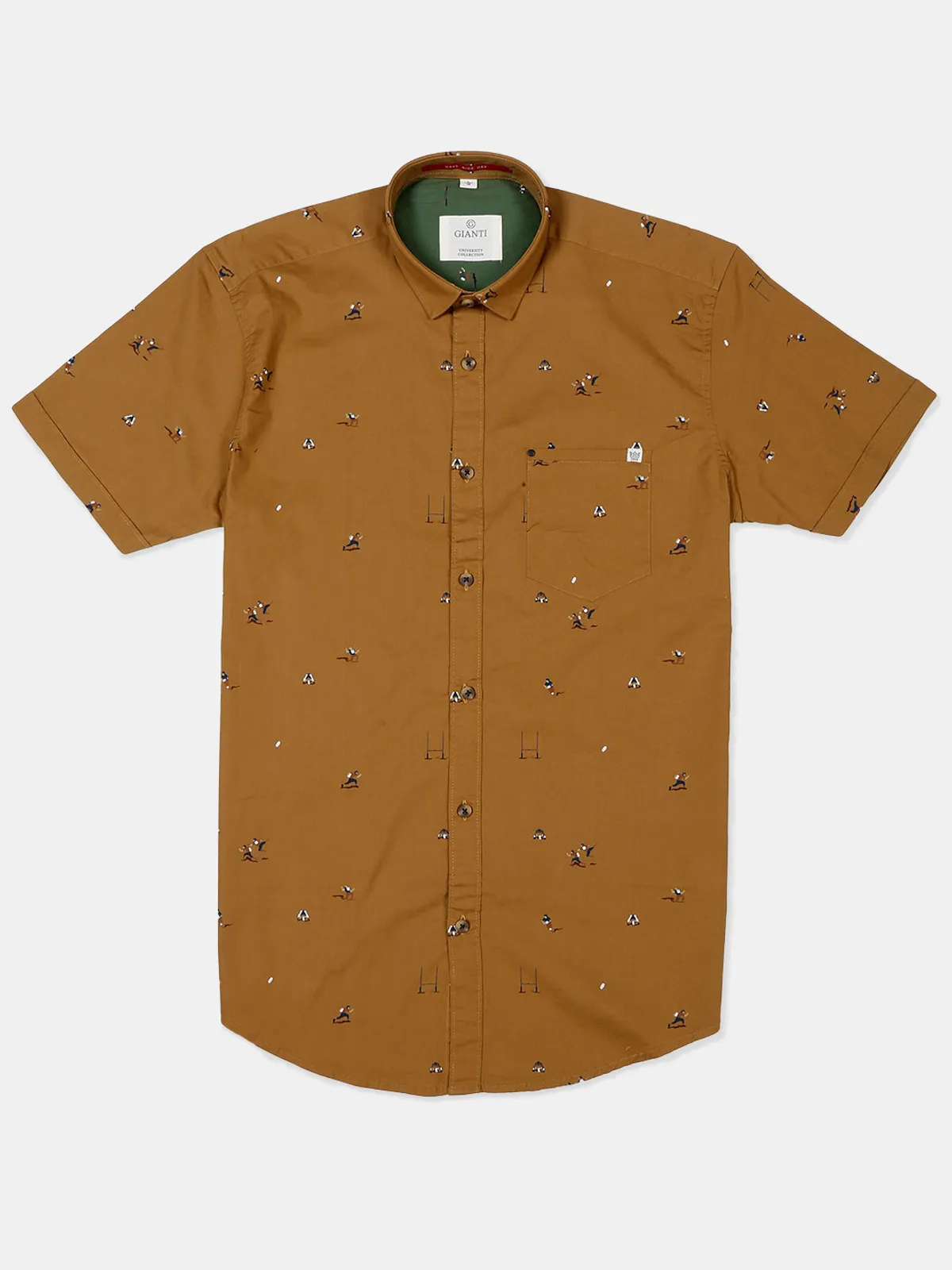 Gianti mustard yellow printed shirt