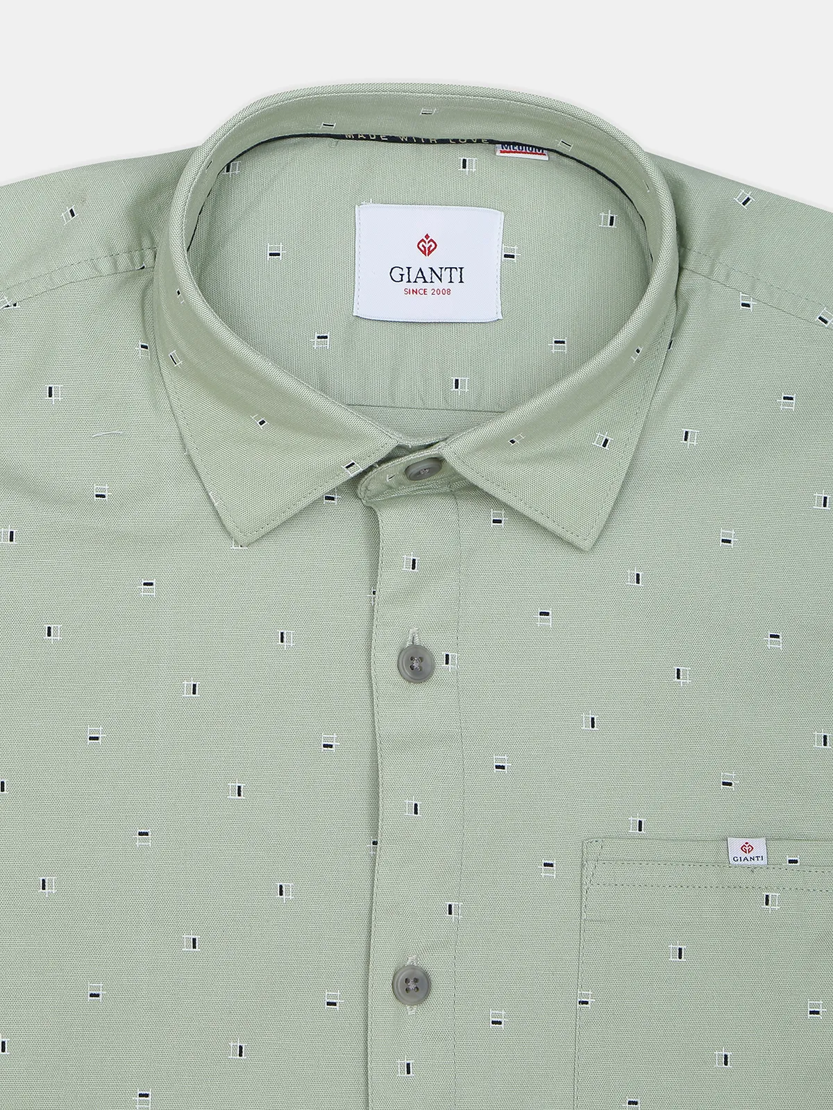 Gianti pista green printed cotton casual shirt