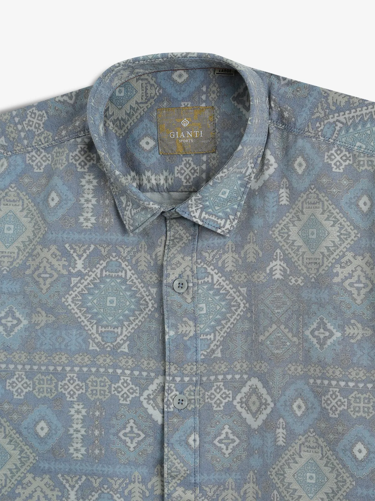 GIANTI printed blue cotton casual shirt