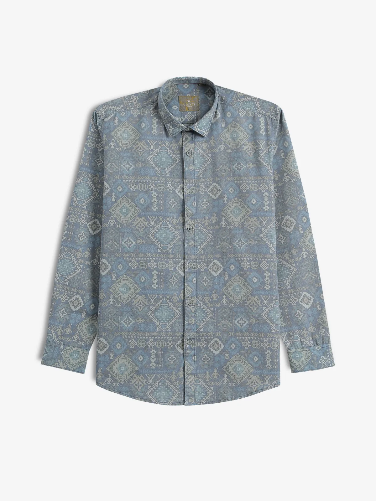 GIANTI printed blue cotton casual shirt