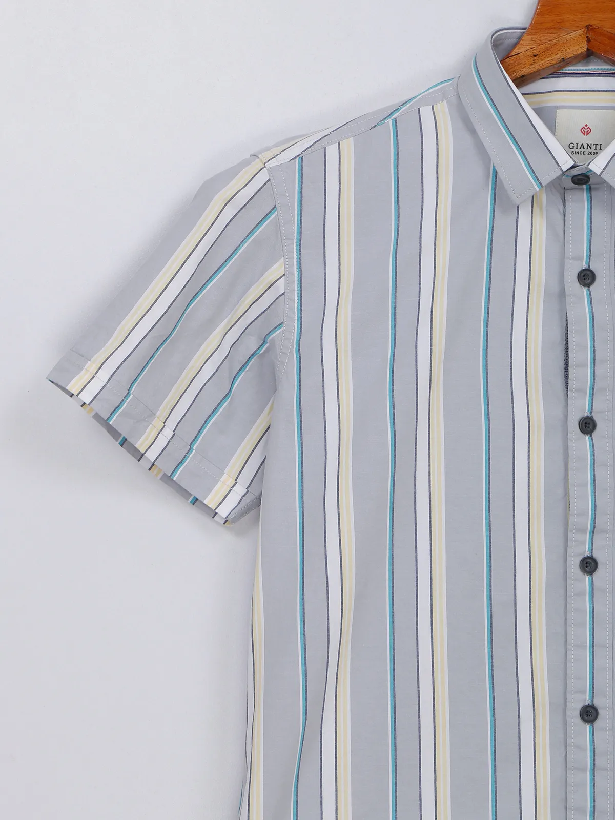Gianti stripe light grey cotton shirt