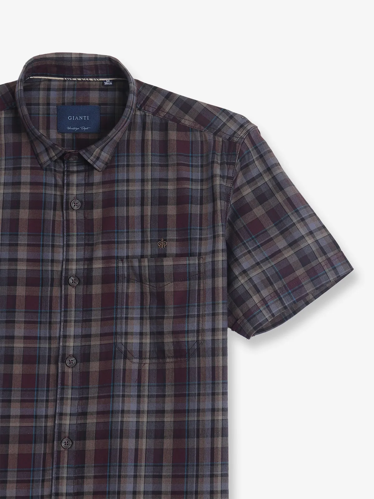 GIANTI wine cotton checks shirt