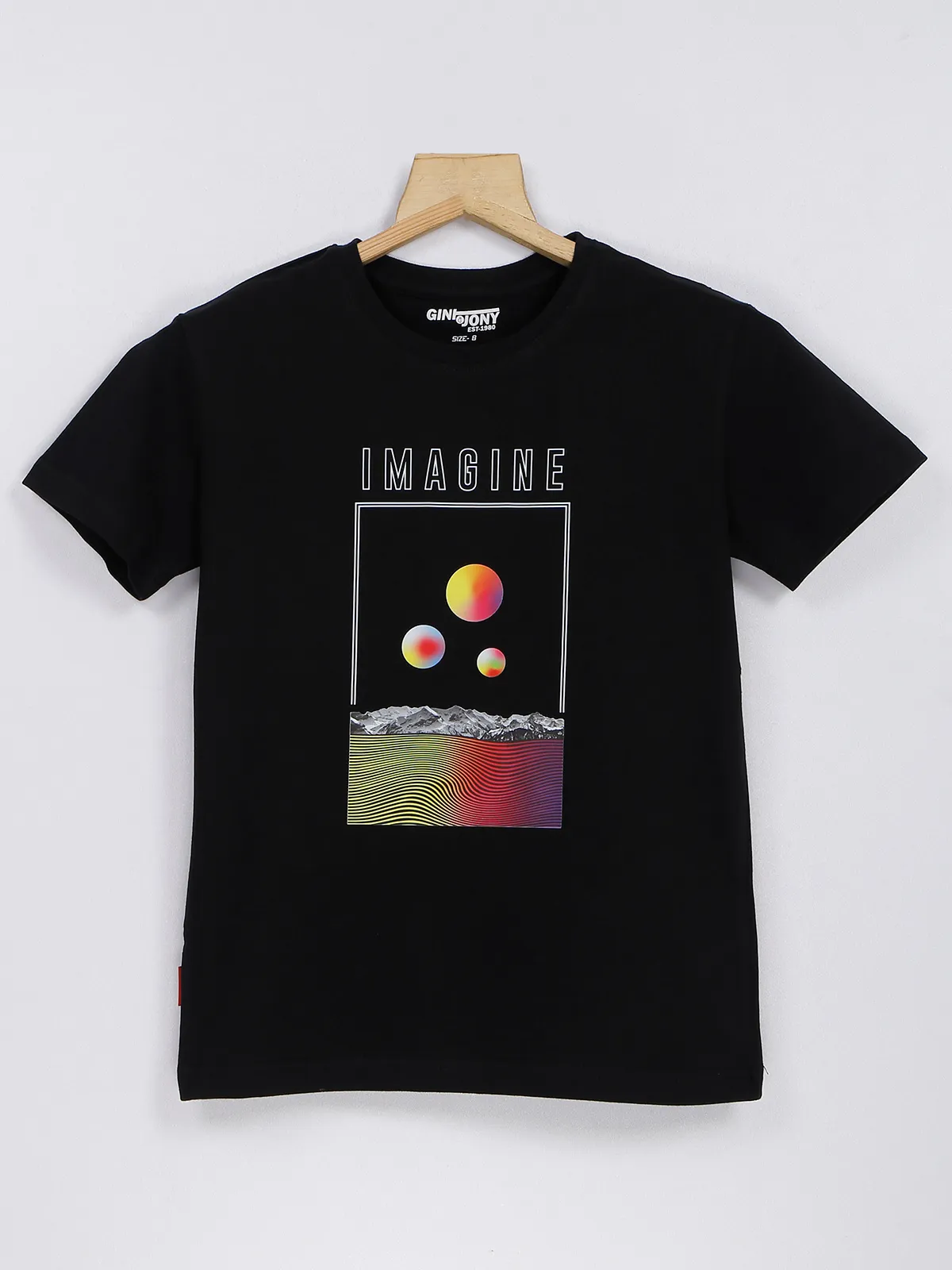 GINI&JONY black cotton printed t shirt