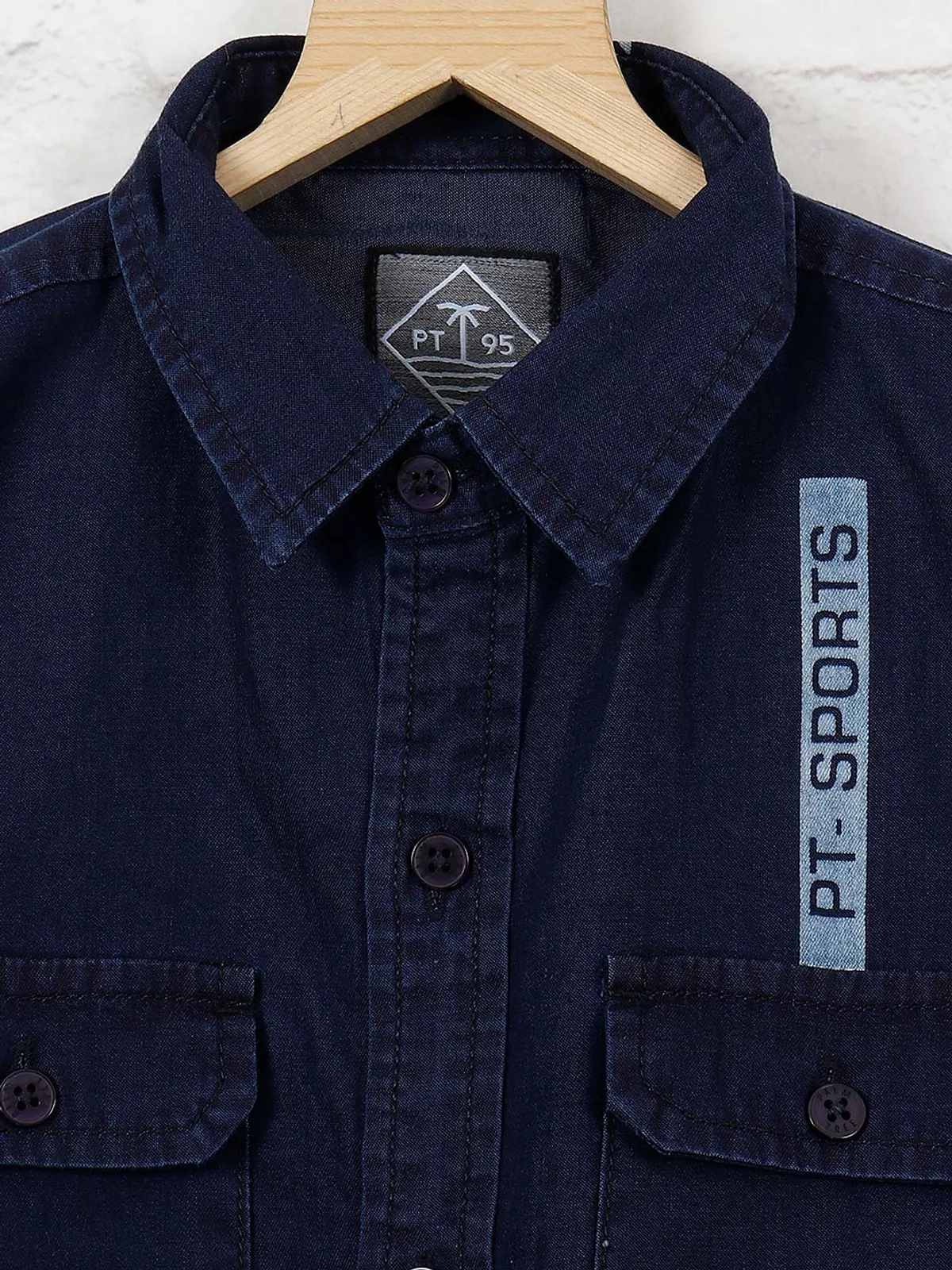 Gini and Jony solid denim navy shirt