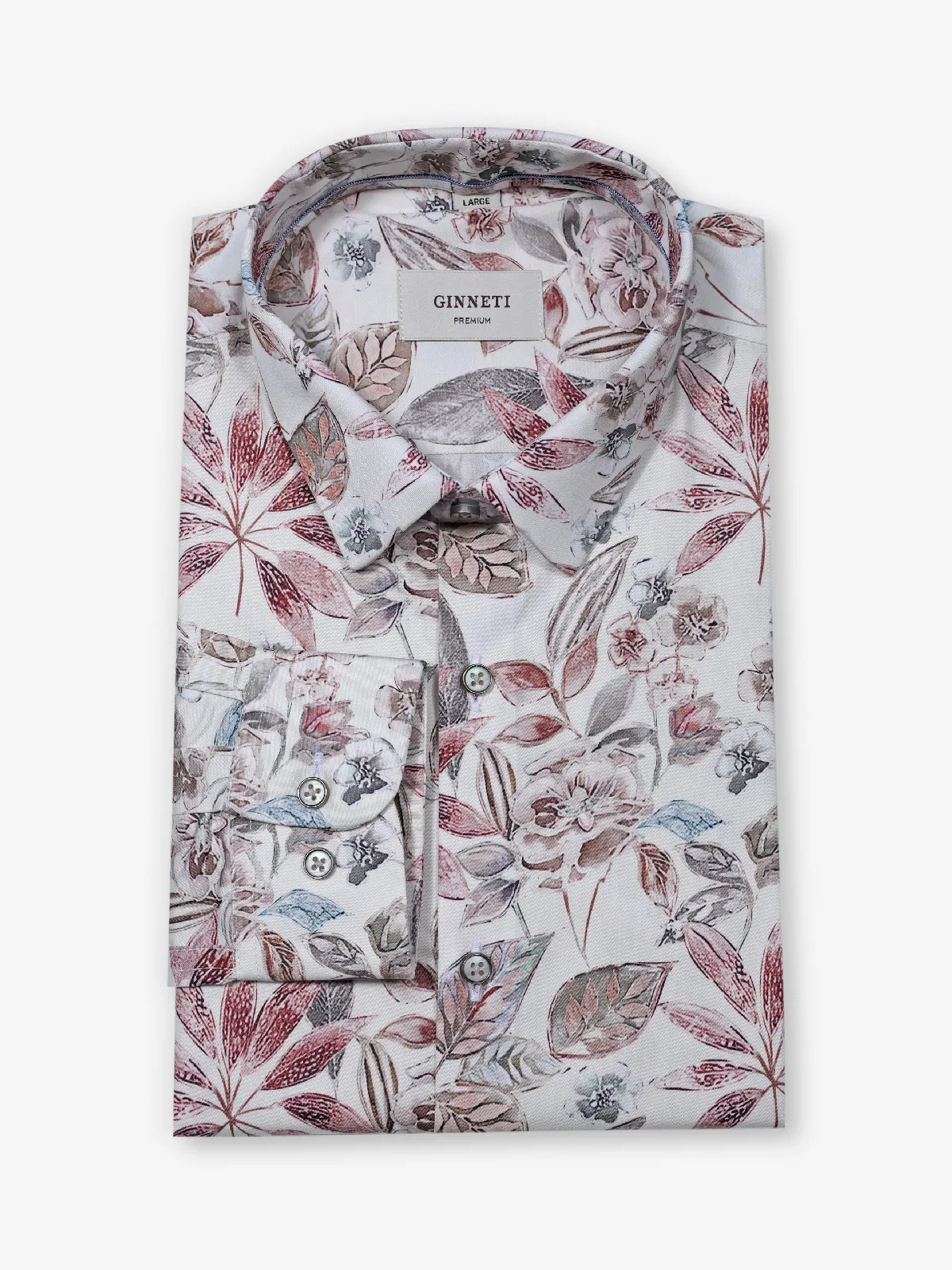GINNETI cream printed cotton silk shirt