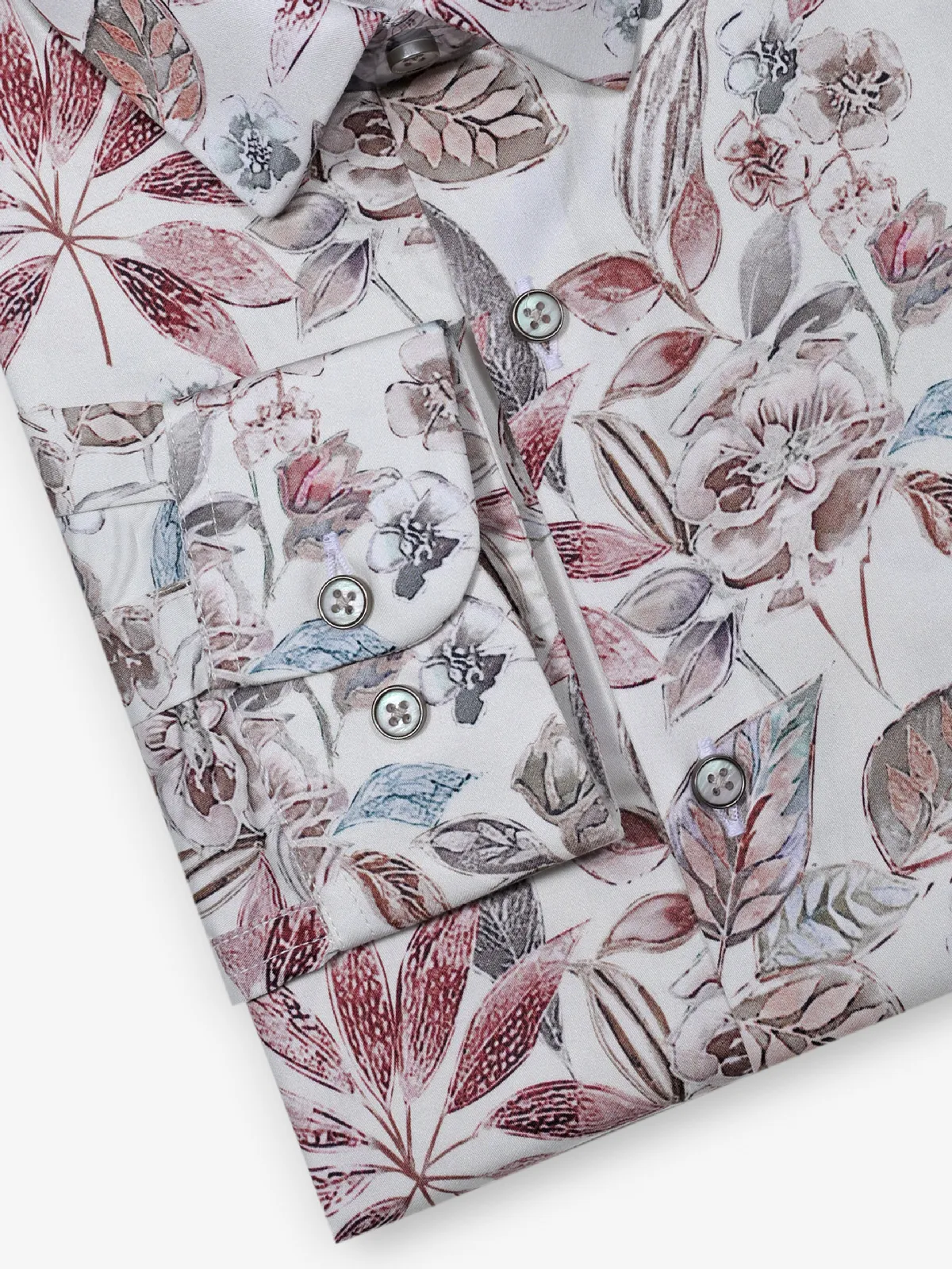 GINNETI cream printed cotton silk shirt