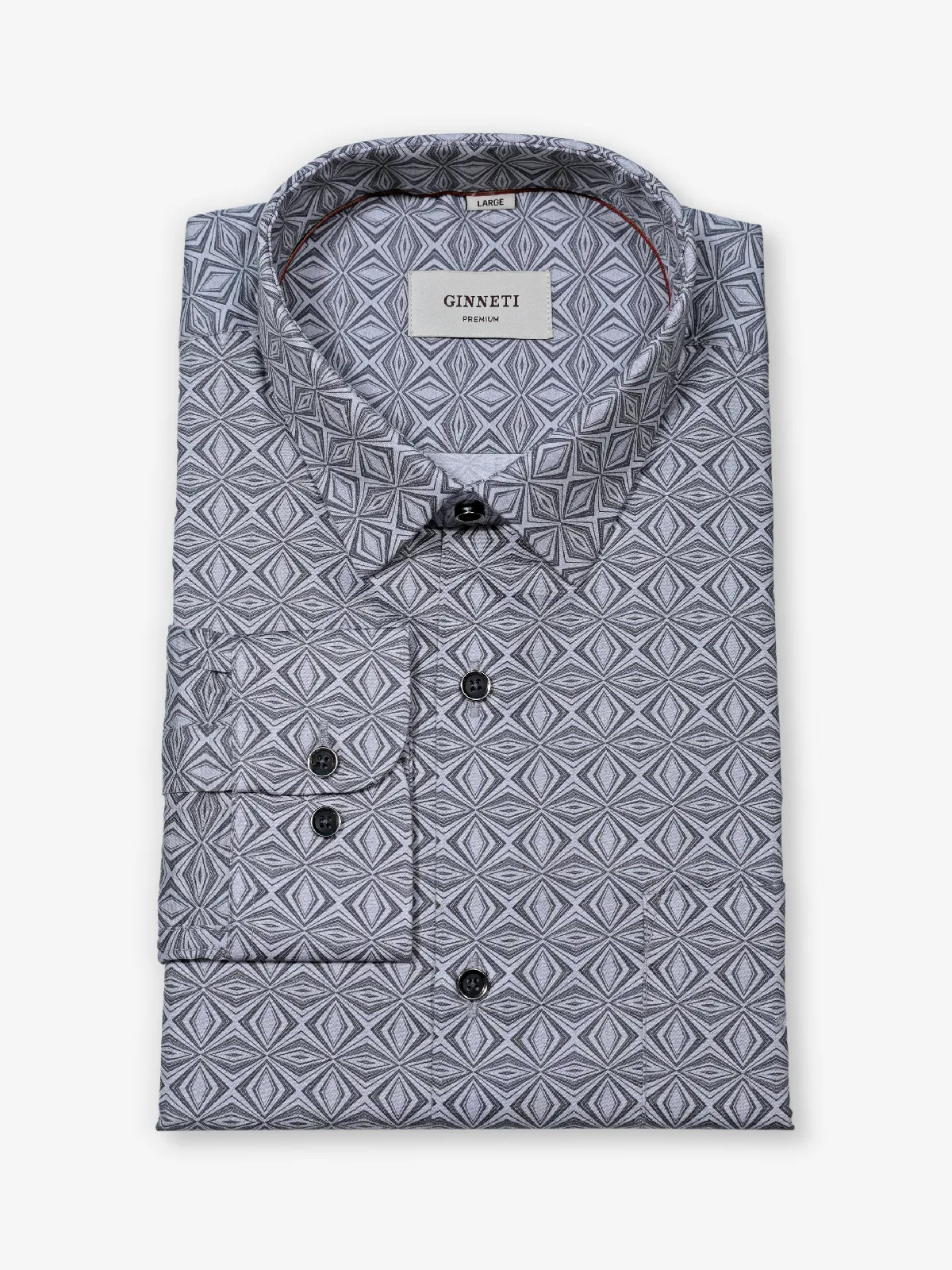 GINNETI grey printed cotton shirt in silk