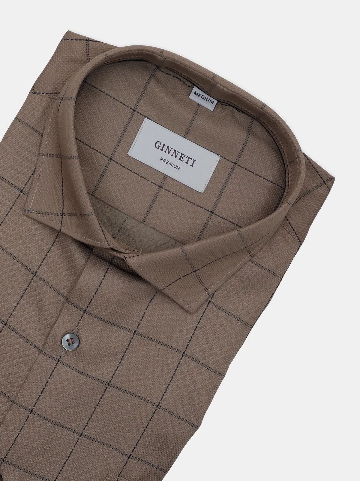 Ginneti khaki checked formal wear shirt