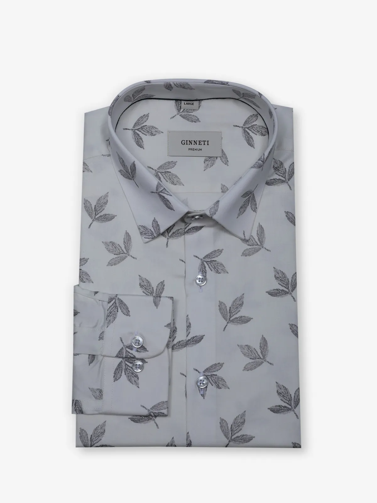 GINNETI off-white printed cotton shirt