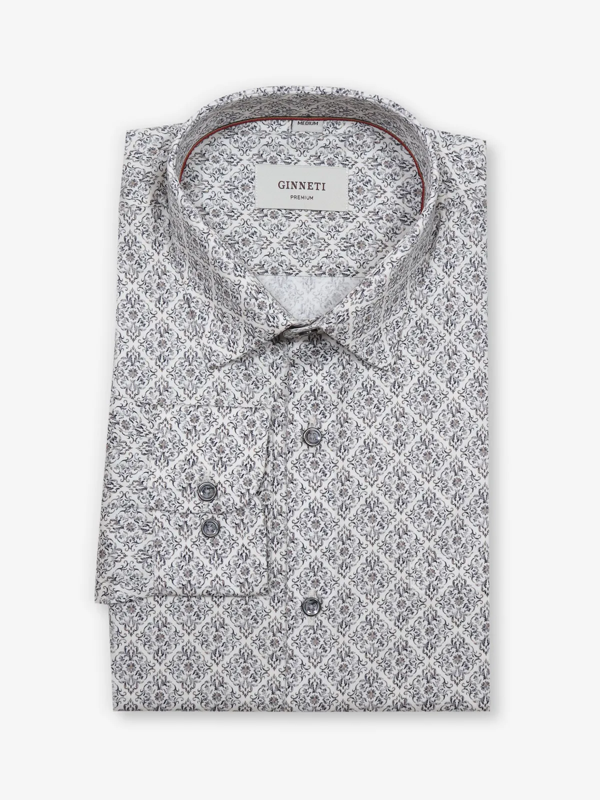 GINNETI party style printed off white shirt
