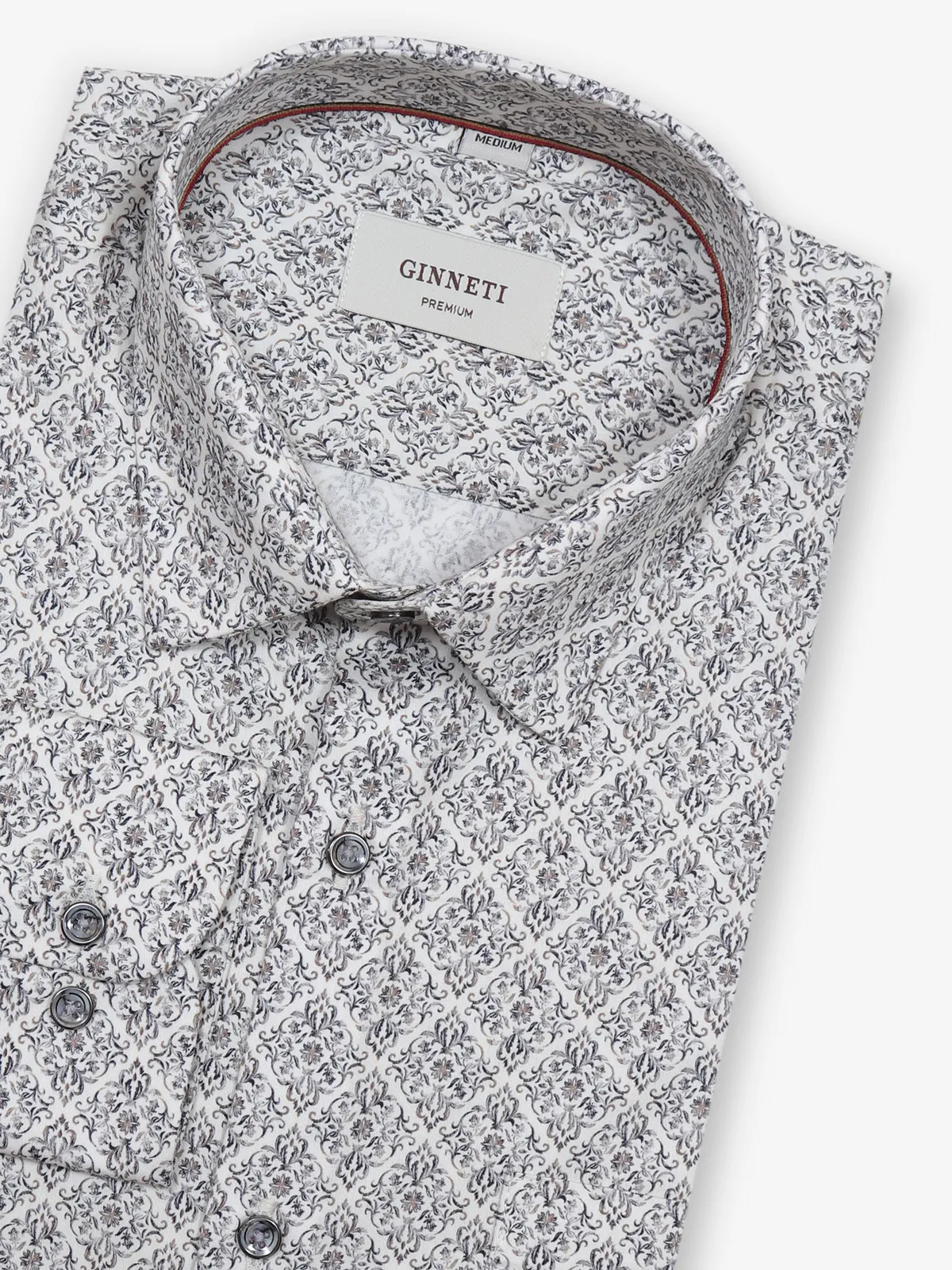 GINNETI party style printed off white shirt