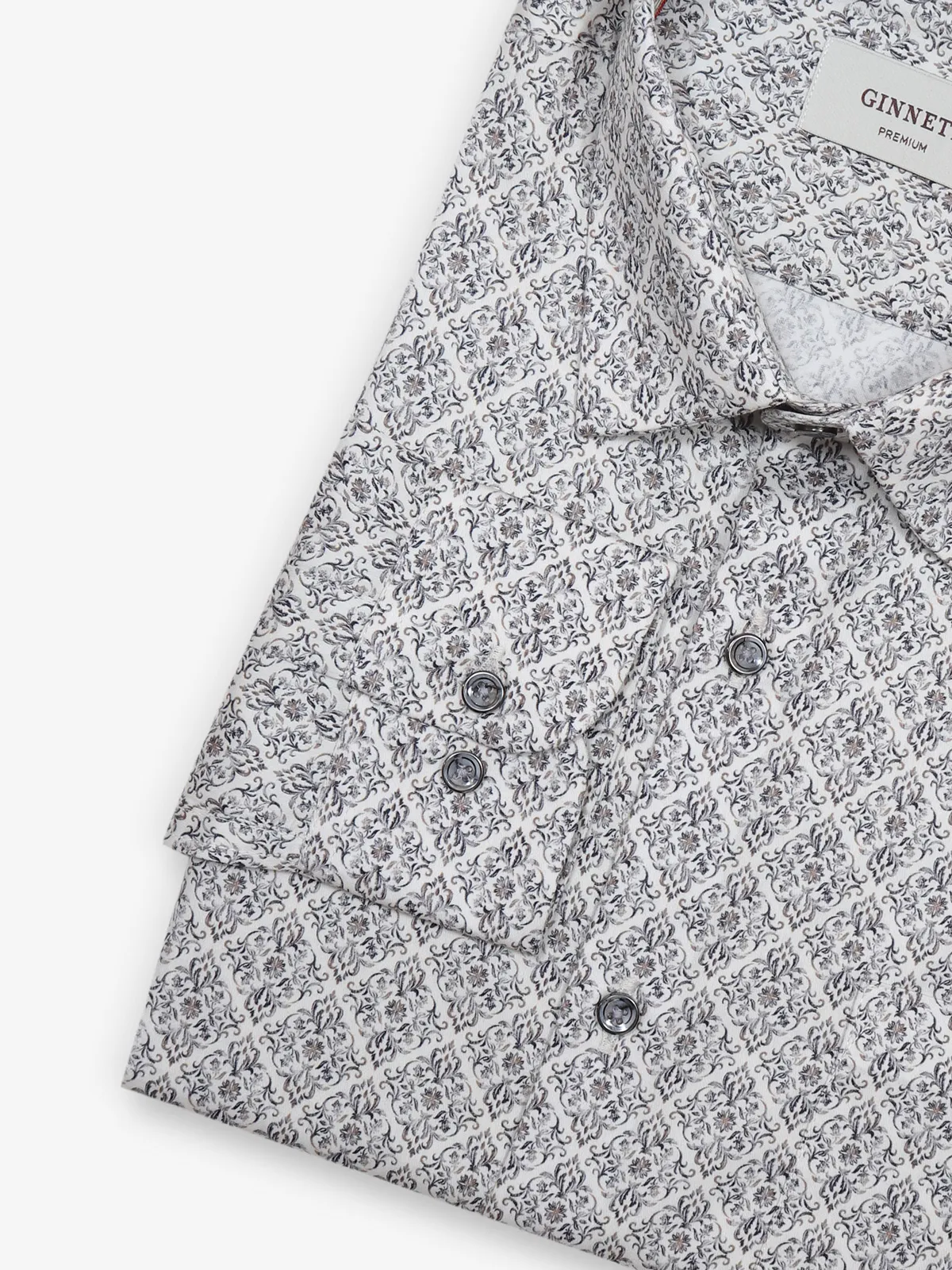 GINNETI party style printed off white shirt